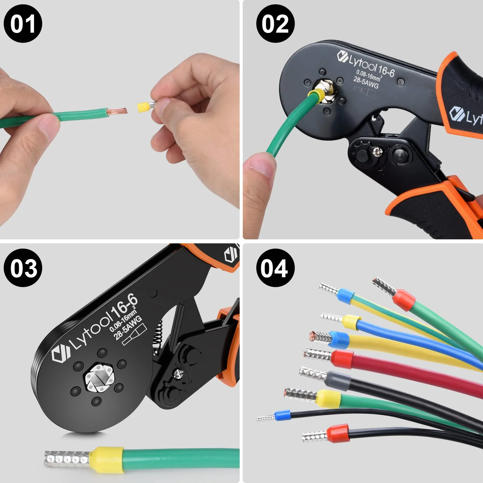 Lytool Pinza Crimpatrice 0.08-16 mm², Pinza Crimpatrice Esagonale per Cavi Elettrici,Crimpatrice Capicorda Elettrica per Cavo Elettrici,Manutenzione del Elettrico,Utensili Elettrici per Uso Domestico