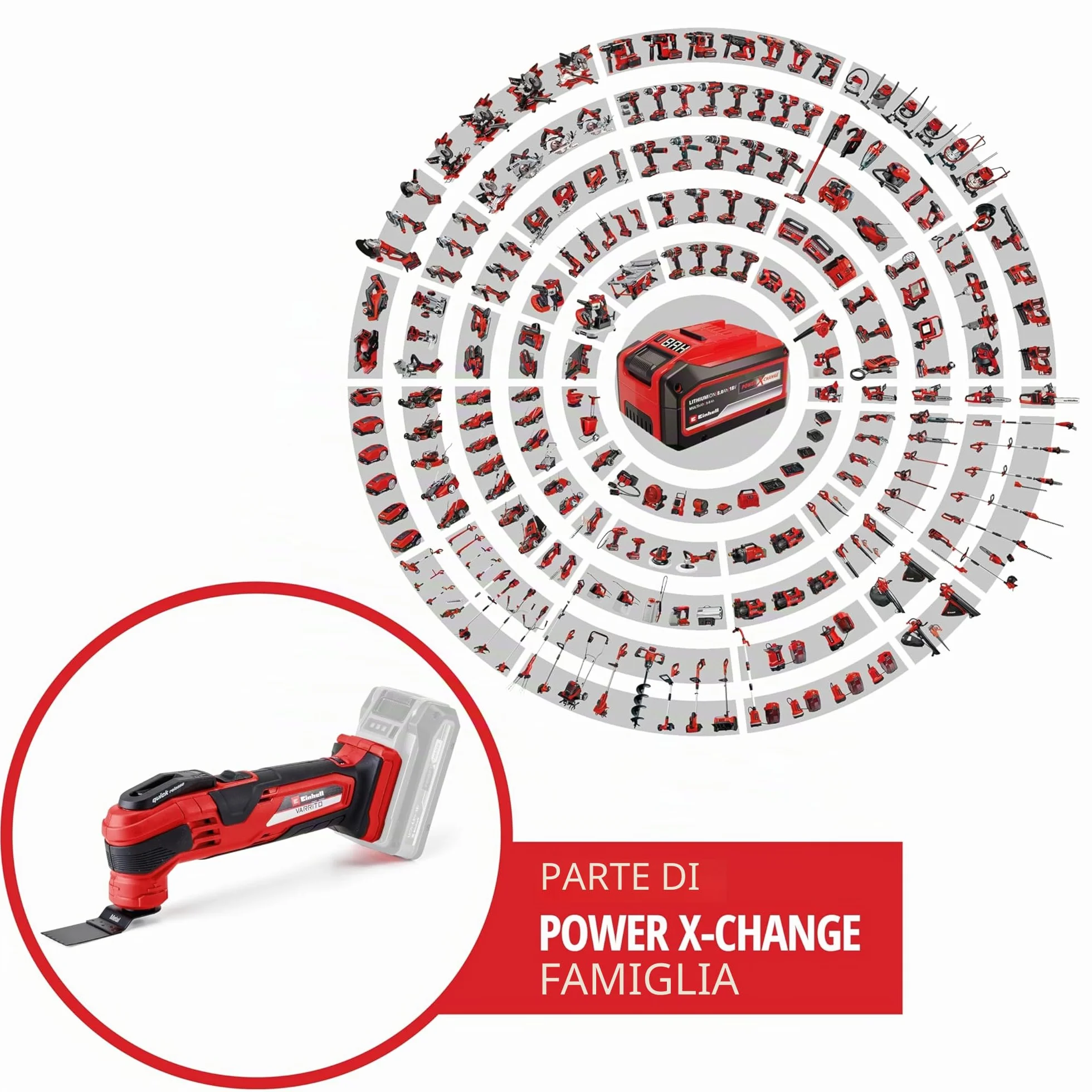 Einhell Utensile Multifunzionale a Batteria Varrito Nero Rosso