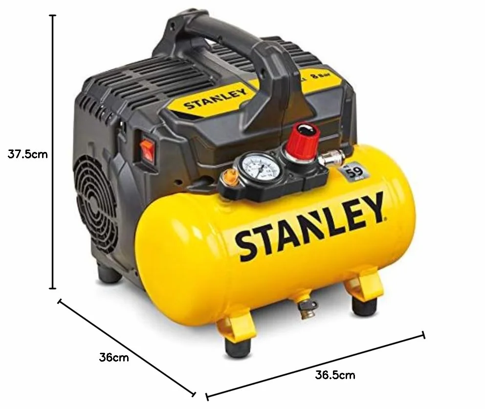 STANLEY Compressore Aria Portatile DST100/8/6 8 Bar 6L Silenziato Senza Olio 105L/Min