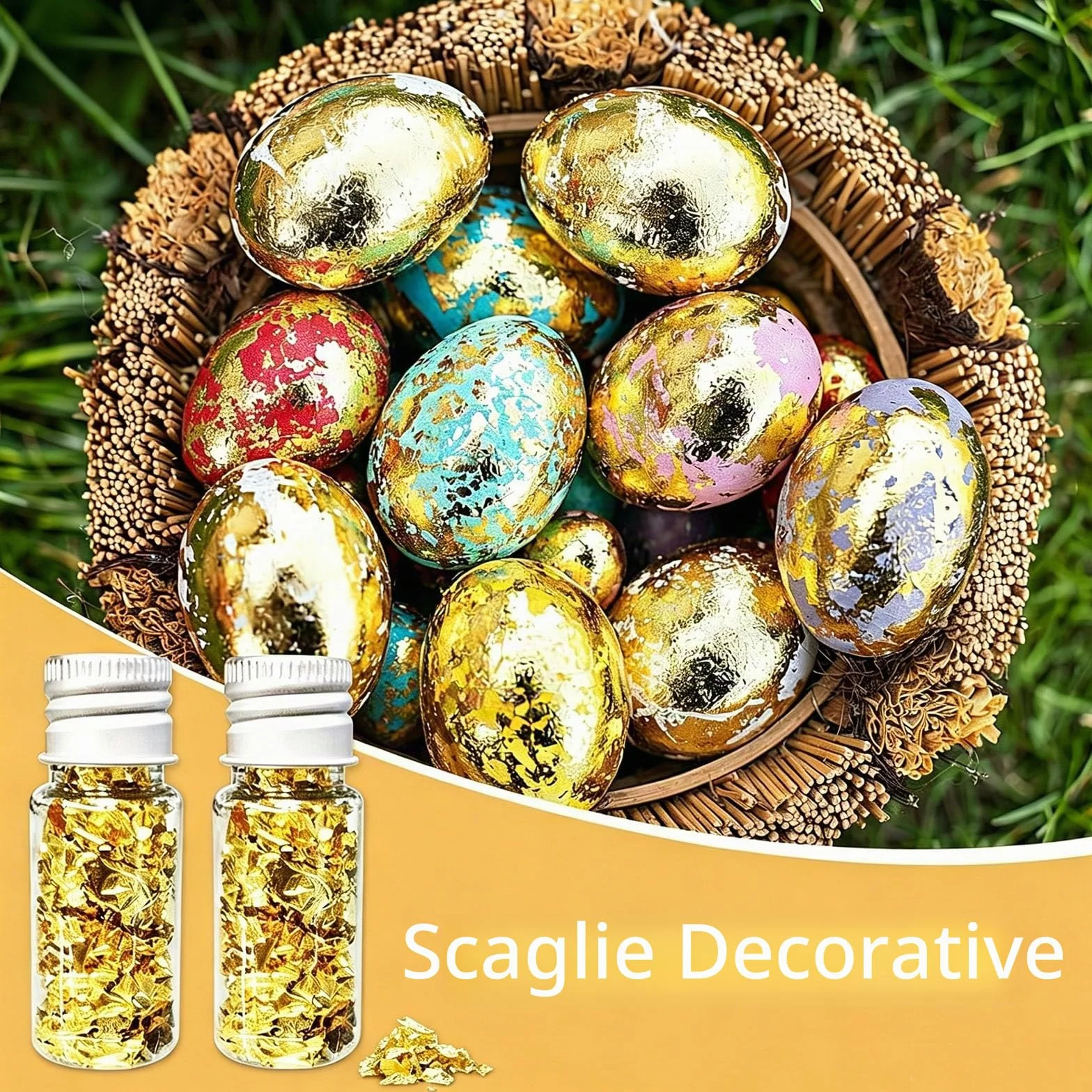 SovZovy 2 Bottiglie Schegge di Foglia d'Oro Decorazione Multifunzionale per Torte e Cucina