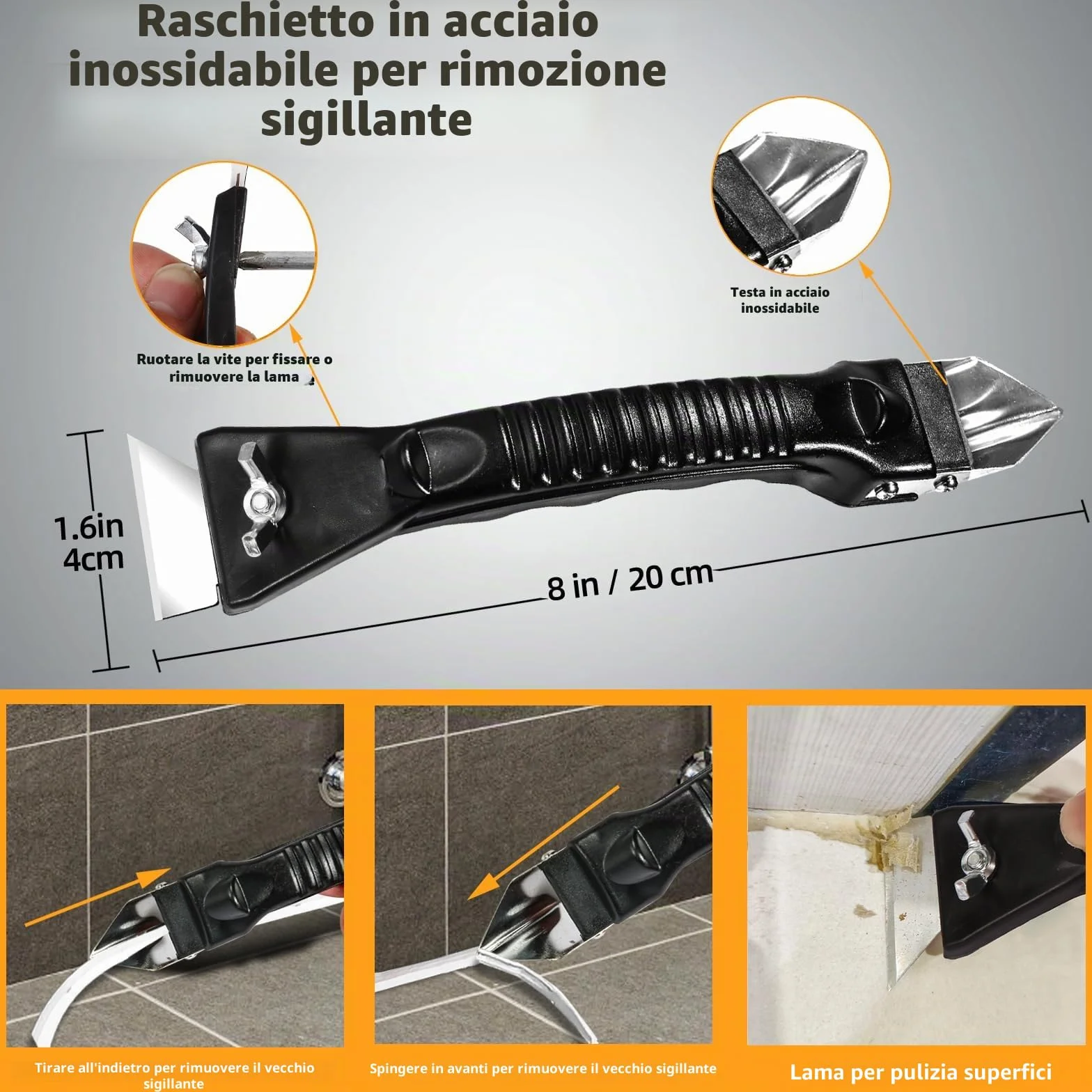 Strumento per Calafataggio Kit di Strumenti per Rinnovare le Giunti in Silicone Raschietto per Stucco Strumento per la Rimozione e l'applicazione Del Caucciù Prodotto per Rimuovere lo Stucco