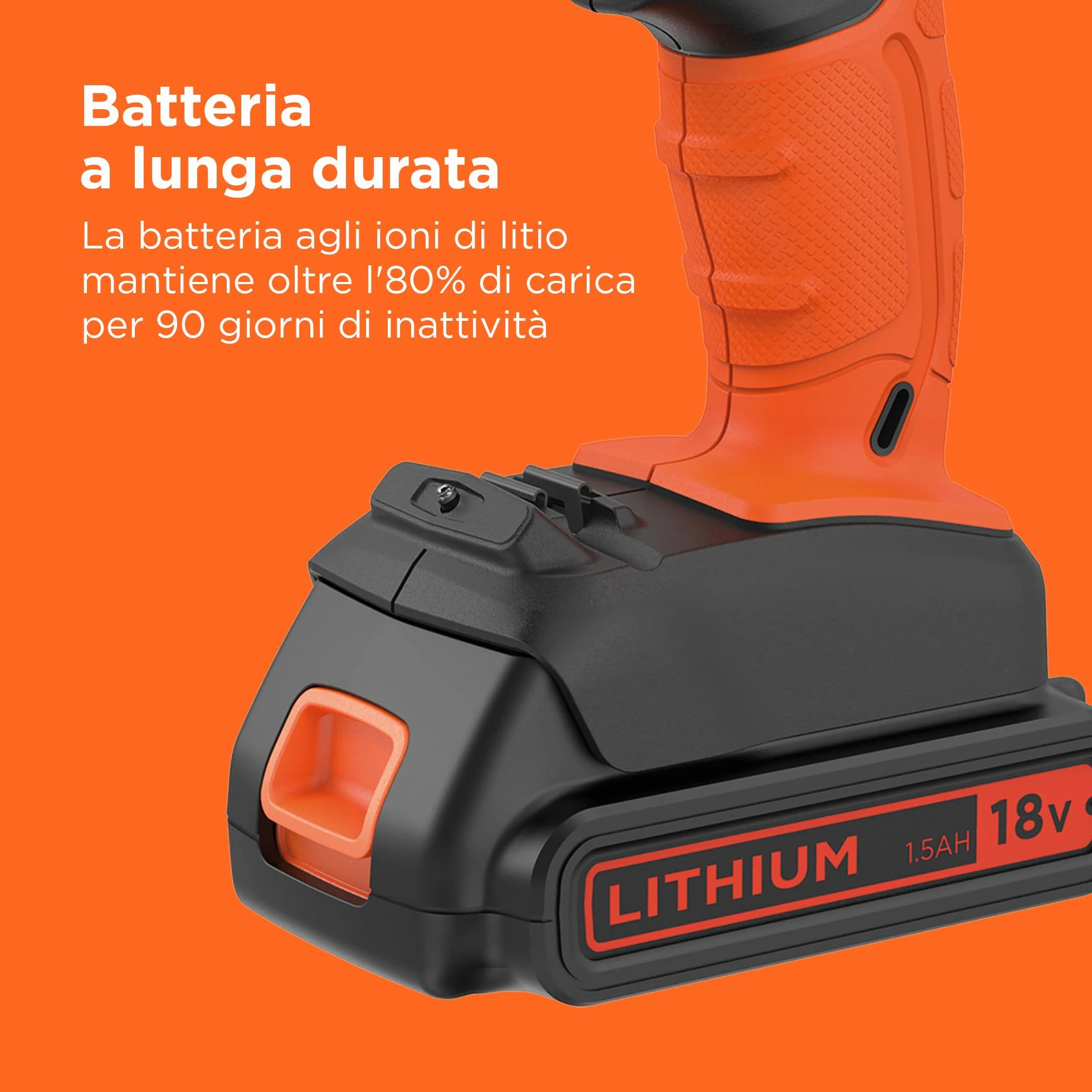 BLACK+DECKER Trapano a percussione a batteria da 18V a 2 velocità con due batterie da 1,5Ah e caricatore da 400mA, coppia di 45Nm, luce da lavoro a LED, BCD003C2K-QW