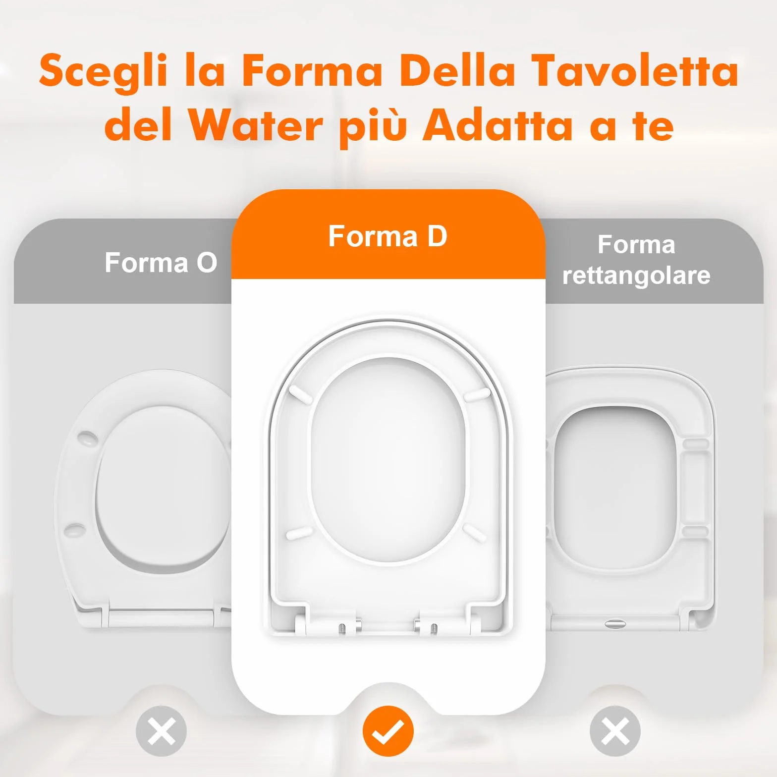 Ibergrif M41001 Sedile WC, Copriwater Universali D Forma, Tavoletta WC con Chiusura Ammortizzata Soft-Close, Sgancio Rapido, Plastica Antibatterico Facile da Pulire, Bianco