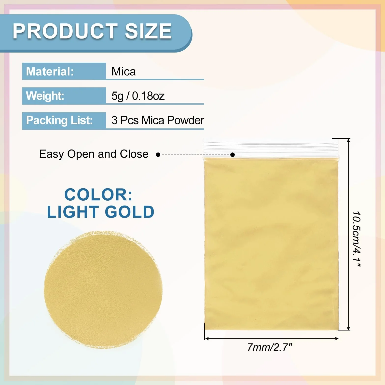 QUARKZMAN 15g/0.53oz Polvere Di Mica, Resina Naturale Epossidica 400 Mesh Pigmenti Perlescenti Per Resina, Vernice Per Auto, Candele, Decorazione Unghie Fai Da Te E Artigianato, Oro Chiaro