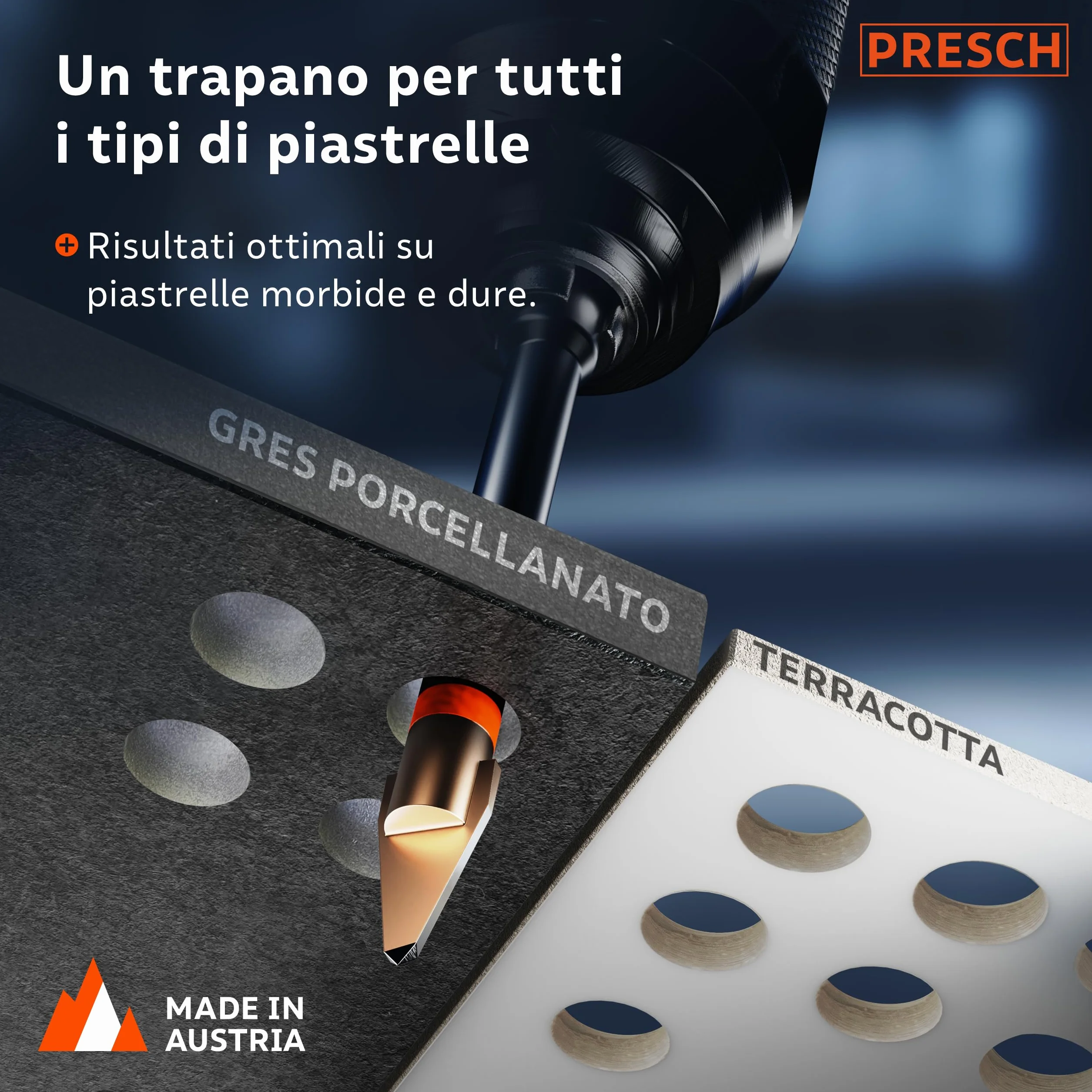 Presch Punta per Piastrelle Ø 6mm | Punta Speciale per Piastrelle Dure, Ceramica, Vetro e Porcellana | Scatola Inclusa