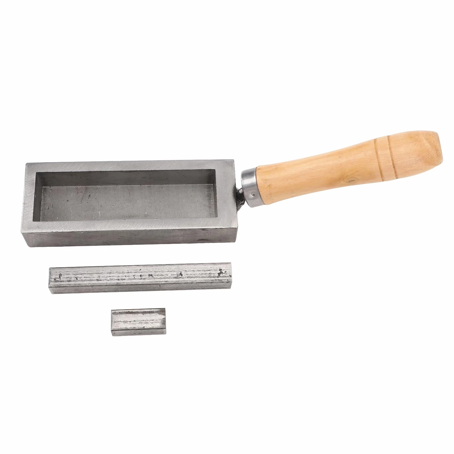 Stampo per Colata di Lingotti D'oro, Stampo per Lingotti in Ghisa Portatile con Barra D'oro con Manico in Legno di Faggio, Lingottiera Compatta in Acciaio Legato Argento per Fai