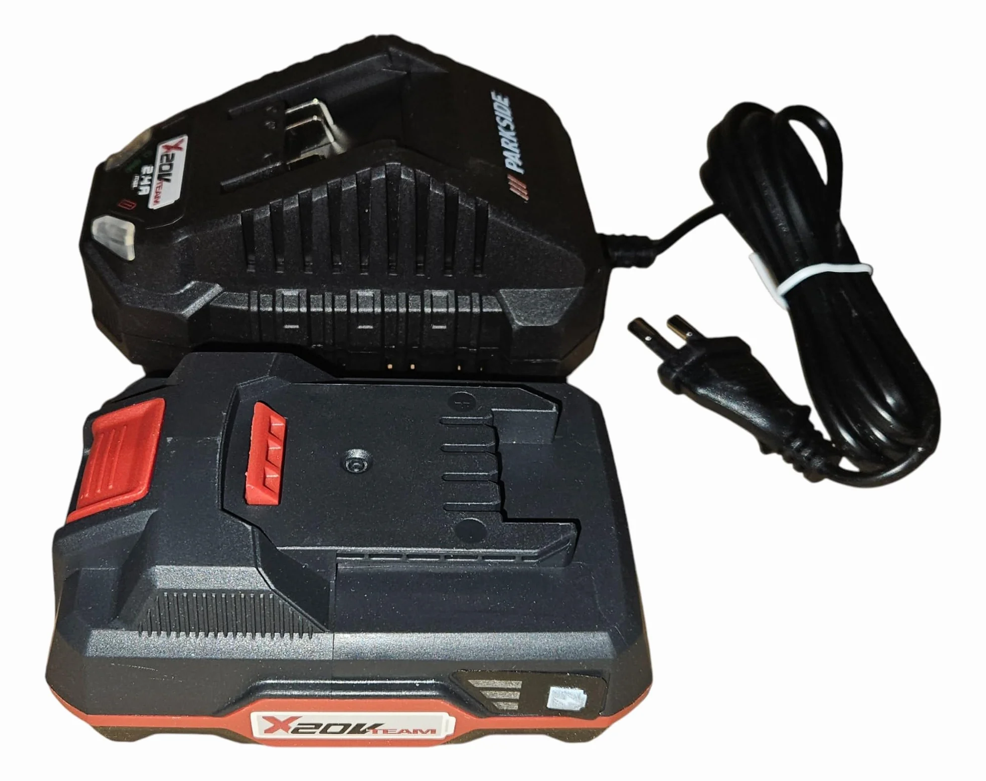 Parkside Batteria agli ioni di litio da 20 V, 2 Ah (PAP 20 B1) e caricatore da 60 min (PLG 20 C1) 65 W - 2,4 A - Bilanciamento delle celle per un'autonomia e una durata prolungate