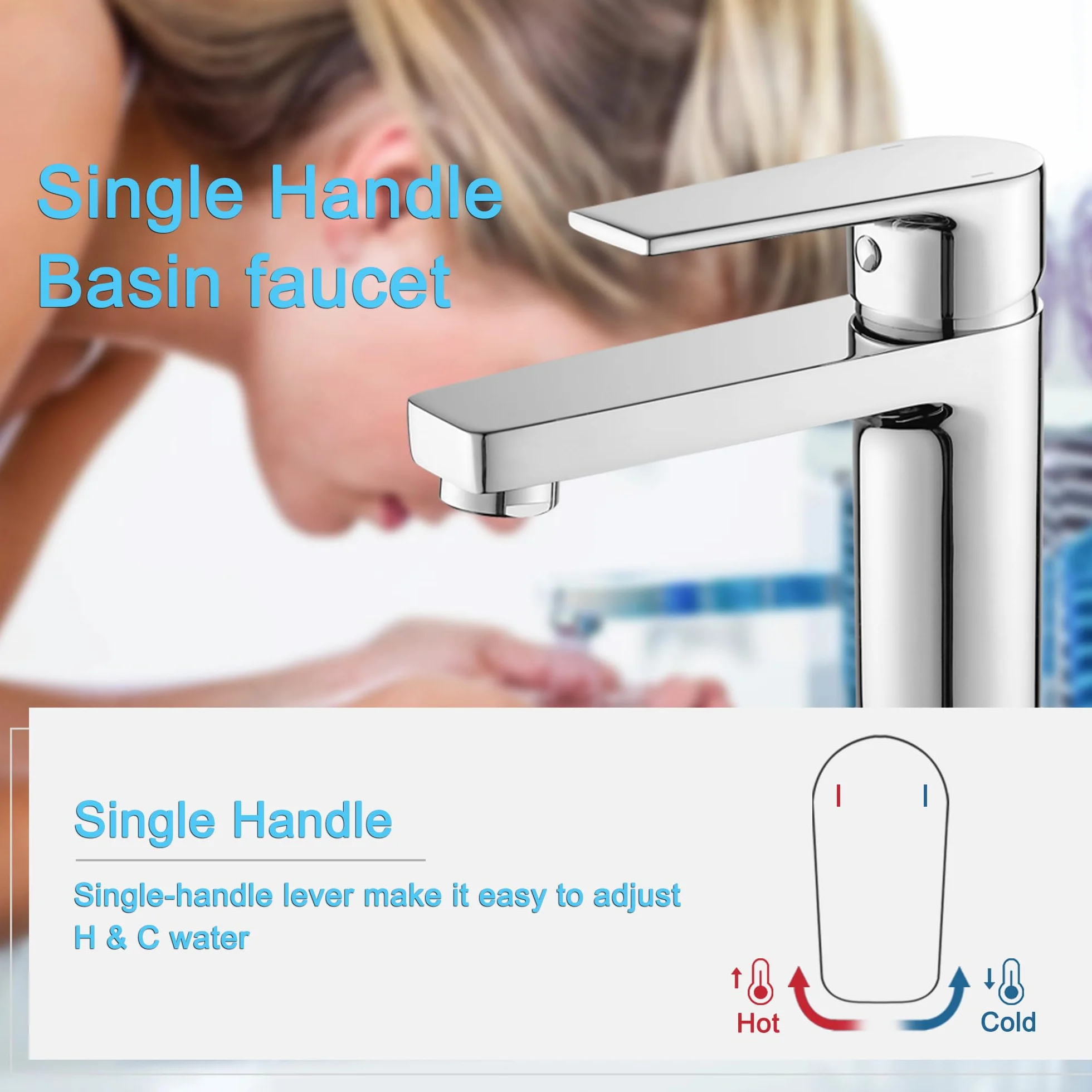 GRICOL Rubinetto Bagno Lavabo Monocomando Miscelatore Lavabo Bagno Fredda e Calda per Lavabo Bagno Ottone Cromo Argento