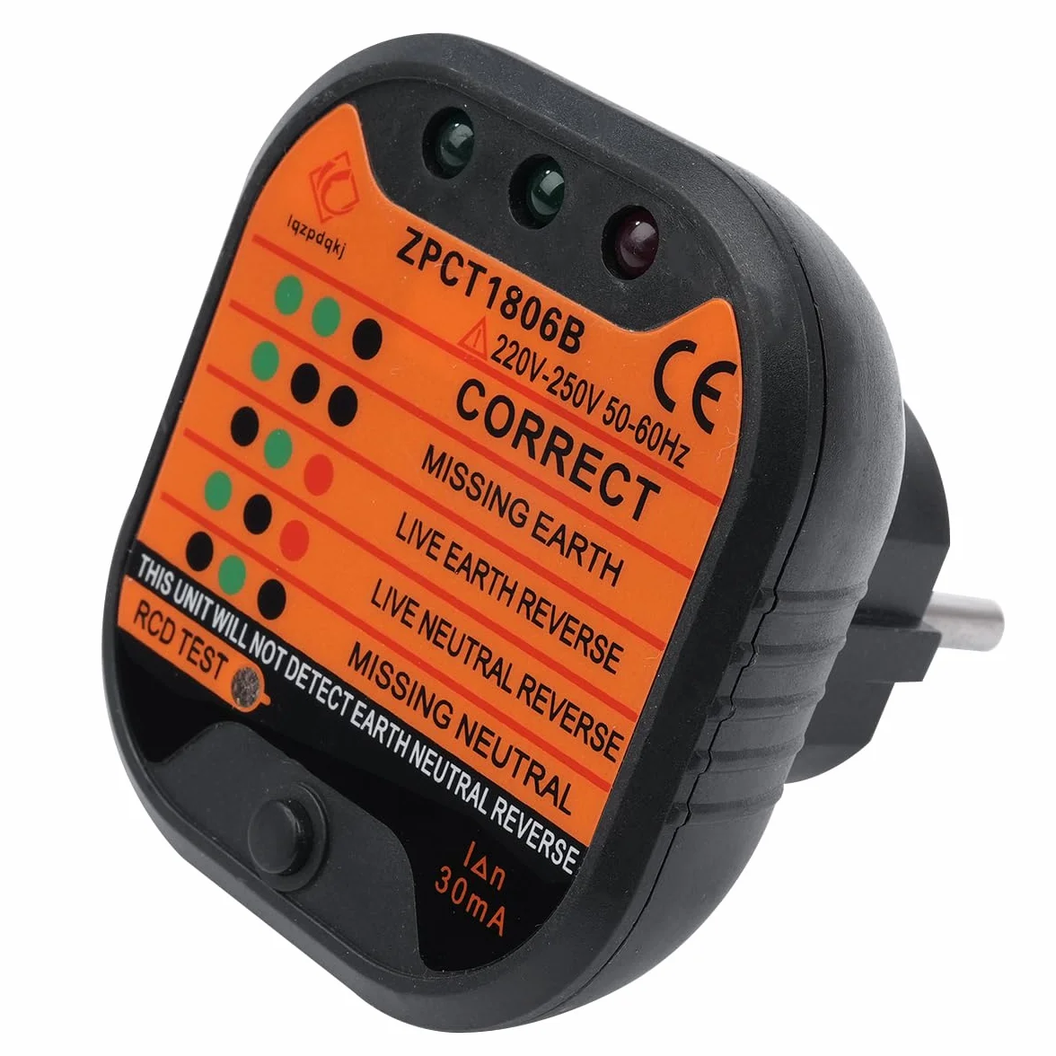 Tester per Prese 220-250V, rilevatore di Tensione di polarità del Circuito per Il rilevamento del Cablaggio della Presa di Corrente, ispezione di Sicurezza del Test della Presa