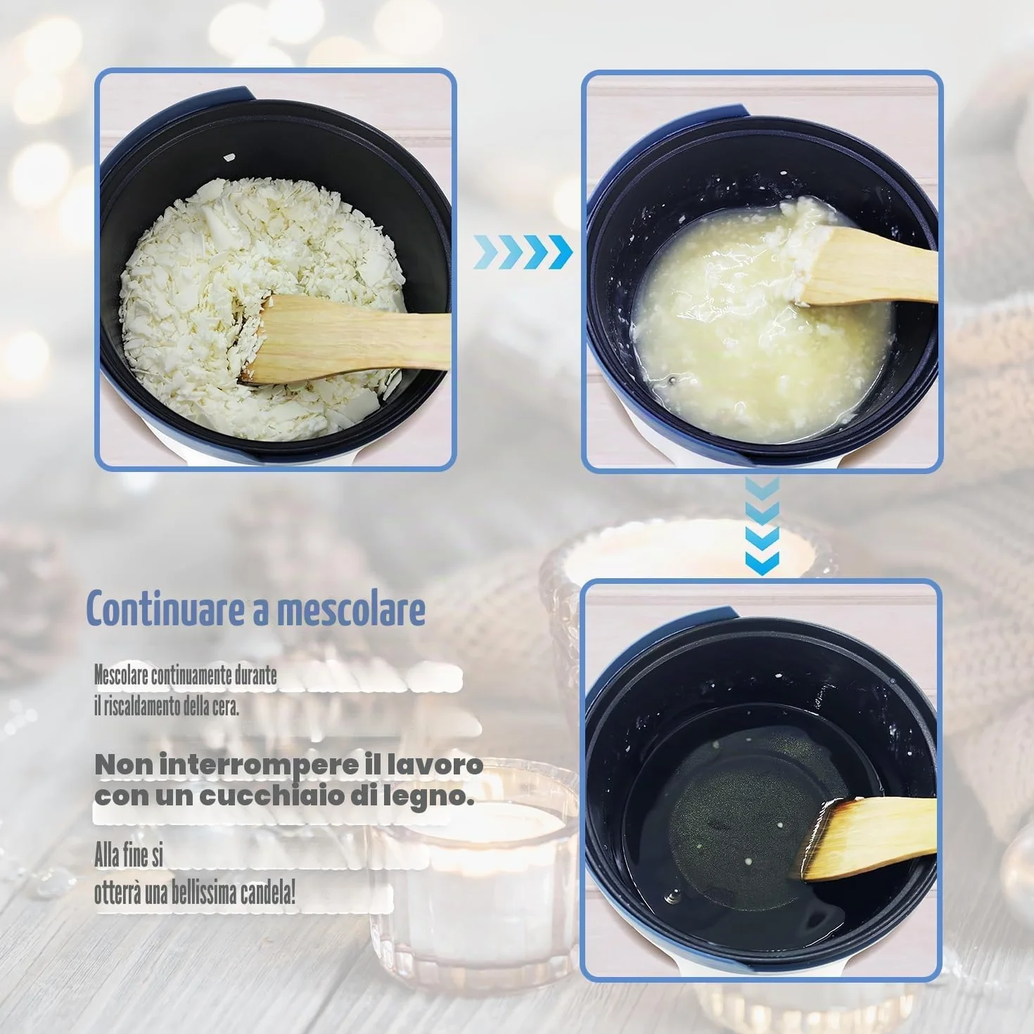 LINGQIAN Fusciera per la produzione di candele con beccuccio, pentola elettrica con stoppino, adesivo per stoppini, centraggio, cucchiaio per mescolare