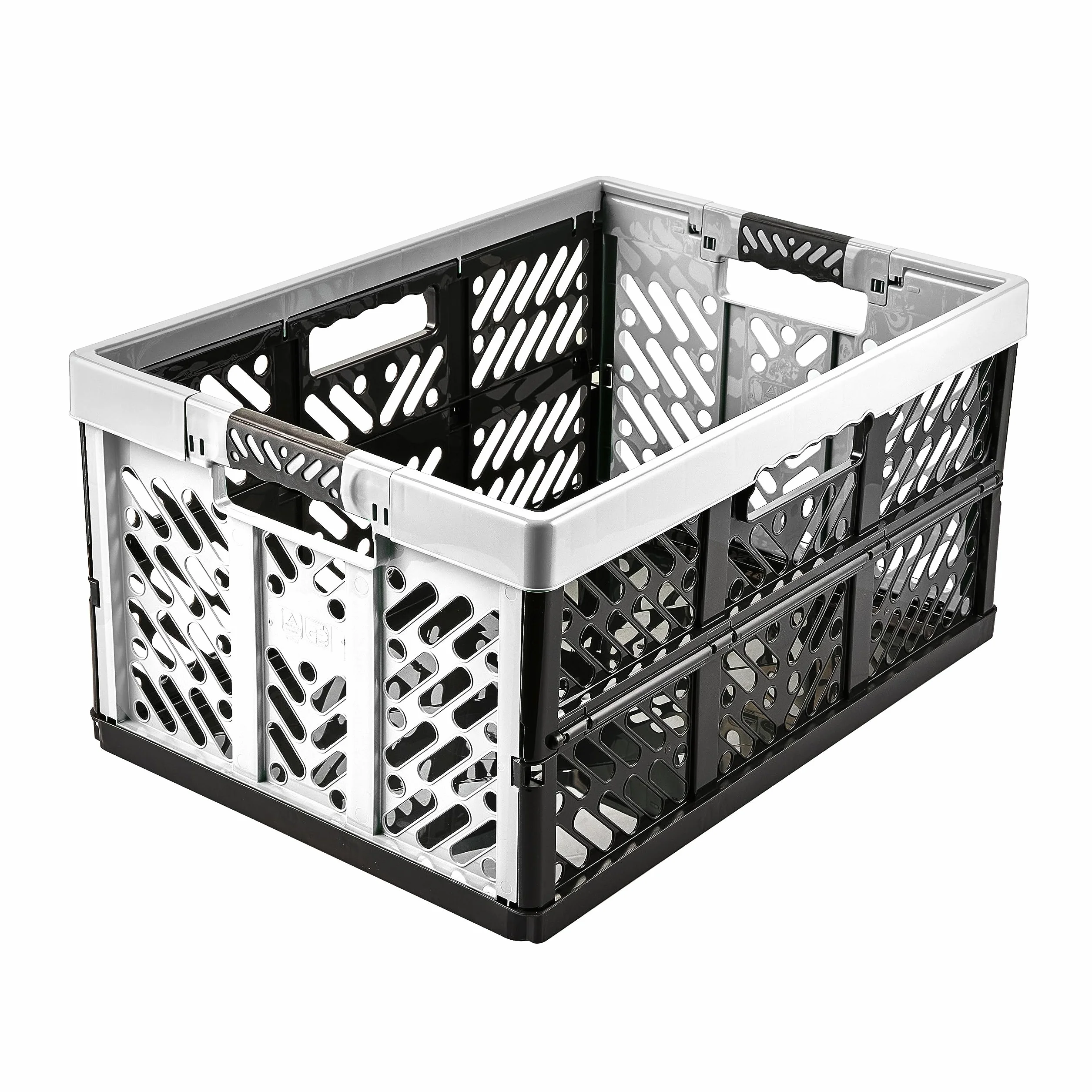 keeeper 2x Robusti Box Contenitori Pieghevoli con Impugnature Soft-touch, 54 x 37 x 28 cm, 45 L, Ben, Grigio Chiaro