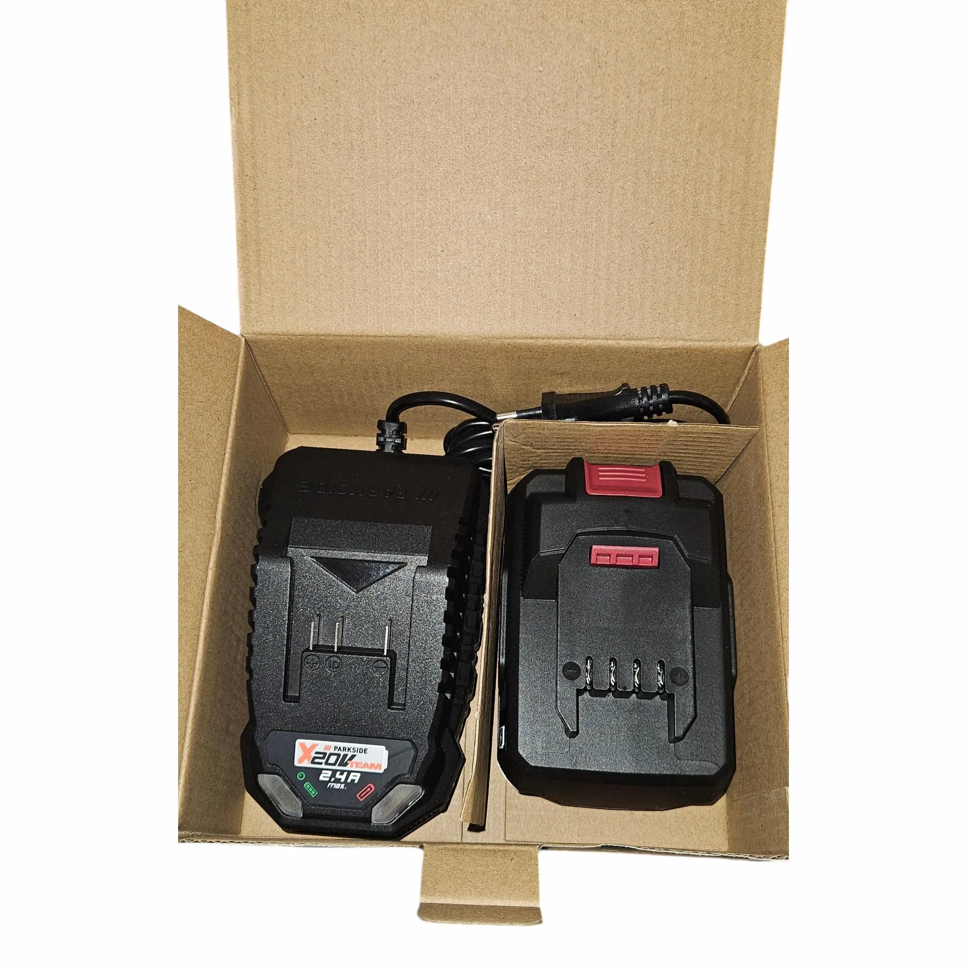 Parkside Batteria agli ioni di litio da 20 V, 2 Ah (PAP 20 B1) e caricatore da 60 min (PLG 20 C1) 65 W - 2,4 A - Bilanciamento delle celle per un'autonomia e una durata prolungate