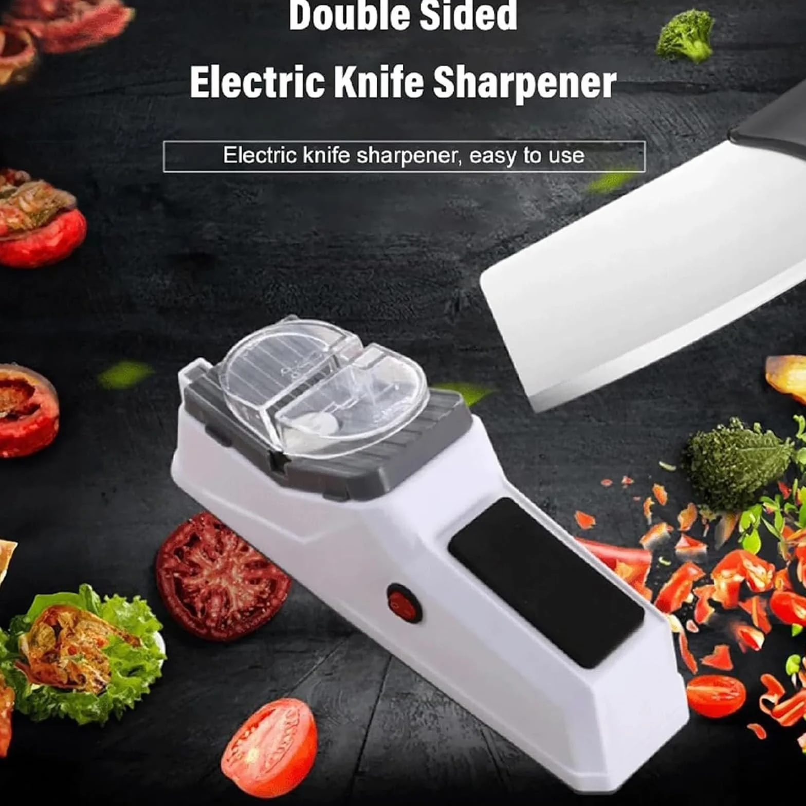 Affilacoltelli elettrico, affilacoltelli a doppia faccia, affilacoltelli elettrico, affilatura rapida in 5 secondi, affilacoltelli automatico for tutti i tipi di coltelli(1pcs)