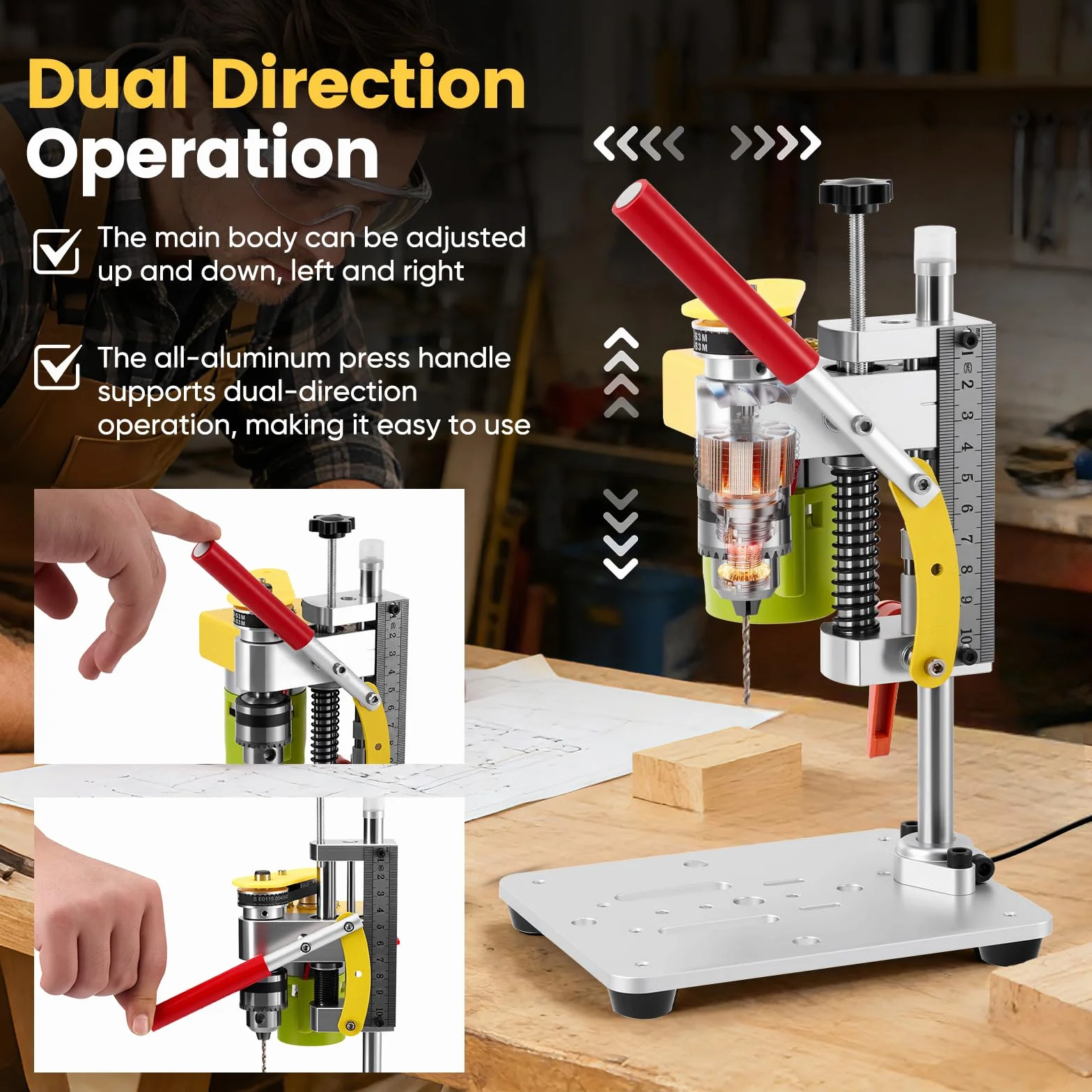 Trapano a terra, 4500 – 9000 Rpm in miniatura a 7 velocità, mini trapano da tavolo per fai da te, legno, metallo e plastica elettrica