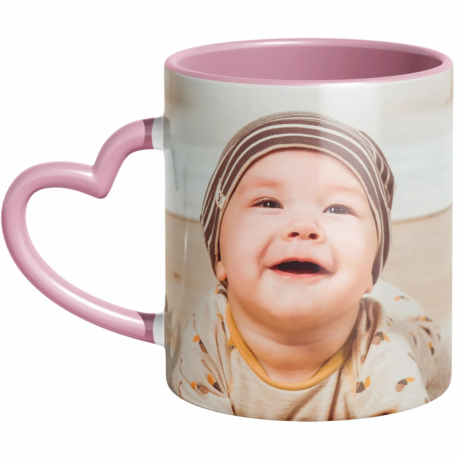 Tazza Personalizzata Cuore Rosa 1 o 2 Foto Scritte Regalo