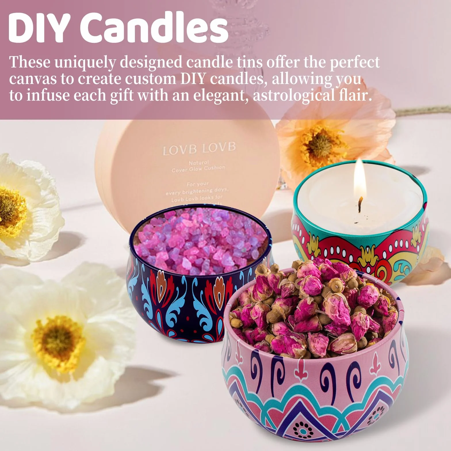 12Pezzi Piccole Barattoli Candele Riutilizzabili, 65ml Barattoli in Metallo per Fabbricazione di Candele, Contenitore Candele Vuoto con Coperchio per l'Artigianato Arte Conservazione