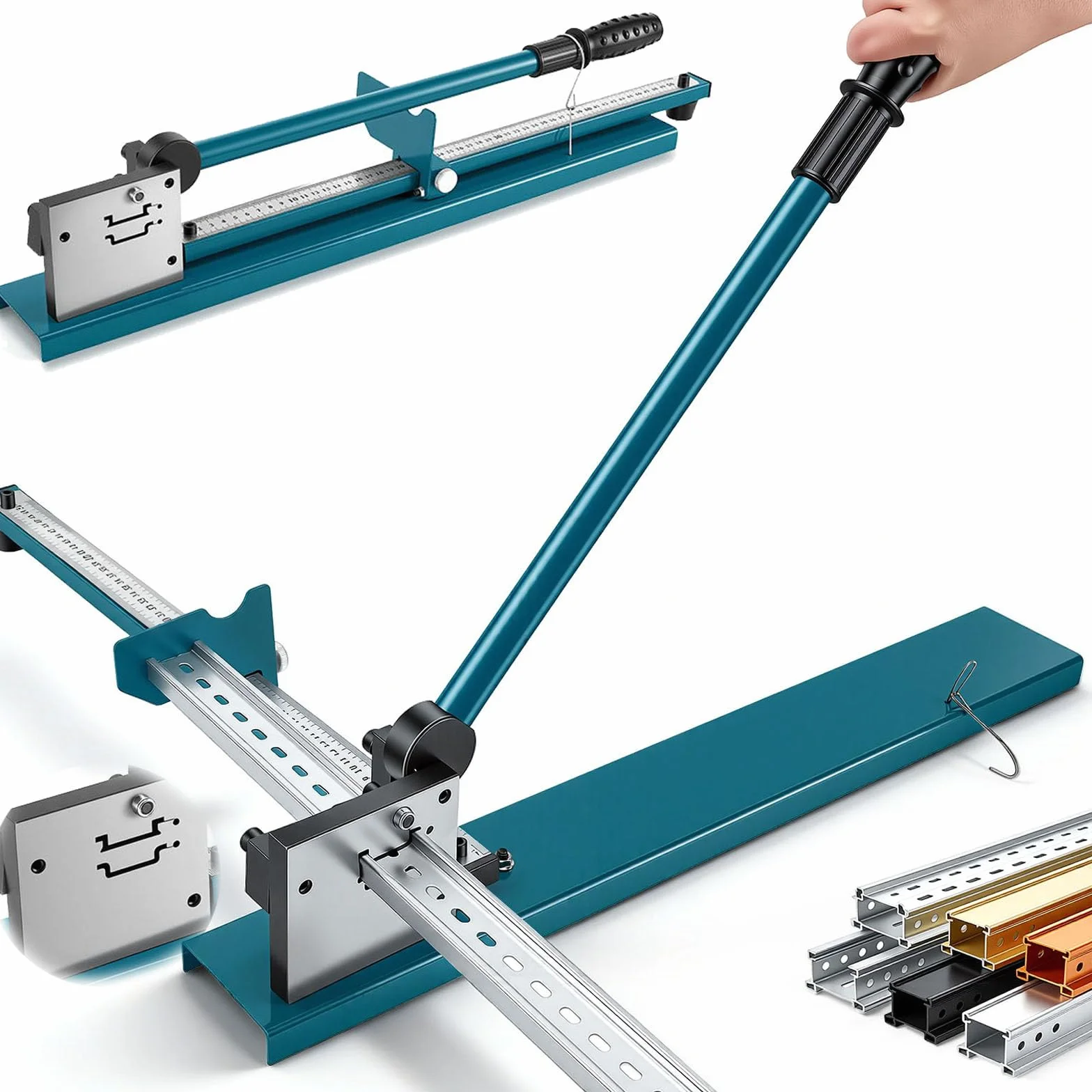 Taglierina Per Rotaie, Taglierina Guide Din A Doppia Scanalatura Utensile Manuale Il Taglio Guide Din Con Righello Misurazione Guide In Acciaio/Alluminio/Ferro 35Mm Strumento Taglio Piastre Canaline