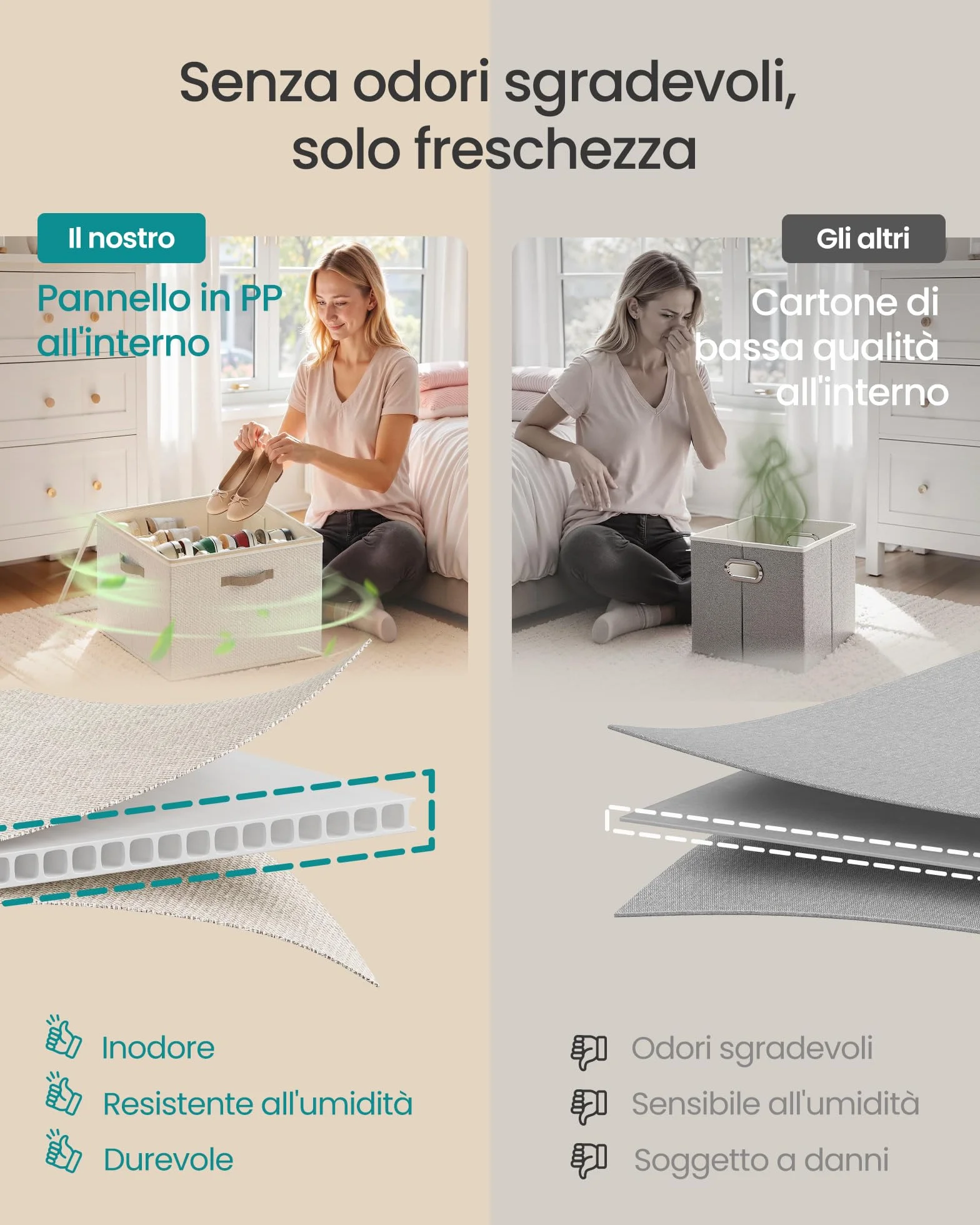 SONGMICS Organizer Scarpe, Ciascuno per Fino a 16 Paia, Scatole Contenitori Scarpe, Divisori Regolabili, Impilabile, Coperchio Trasparente, per Armadio, Set di 2, Beige Cappuccino LSP622LH01