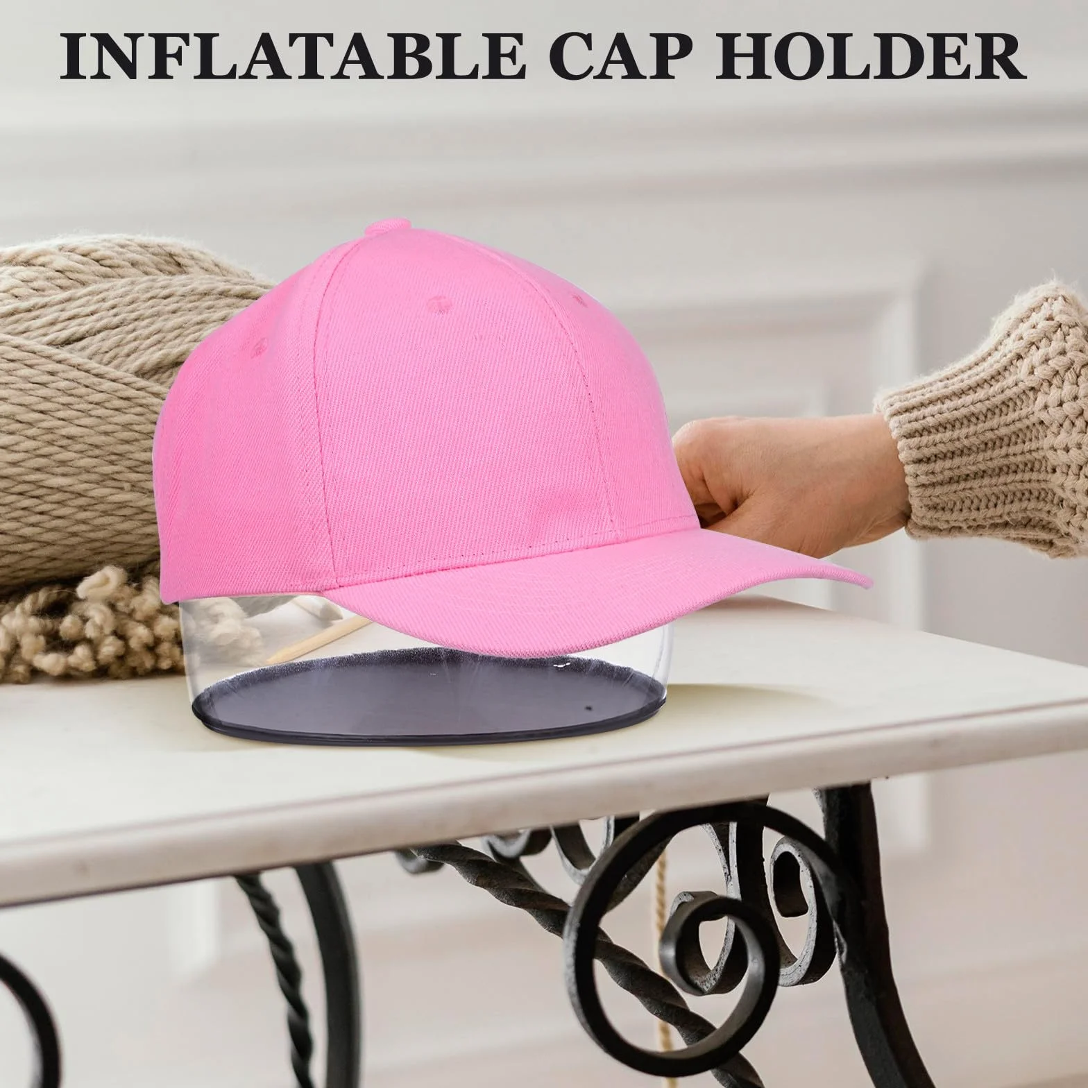 Porta Cappelli Gonfiabile in Pvc 2 Pezzi Design a Cupola Leggero per Cappelli Rotondi, Organizzatore Anti Deformazione per Esposizione in Negozio
