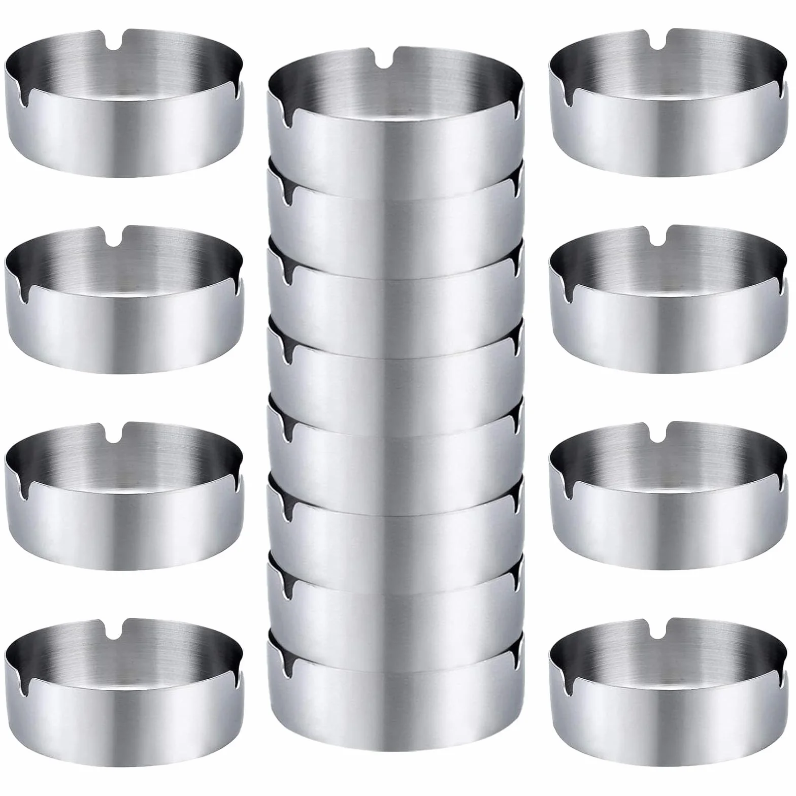 Posacenere Moderno in Acciaio Inox 16 Pezzi 8cm da Tavolo Balcone