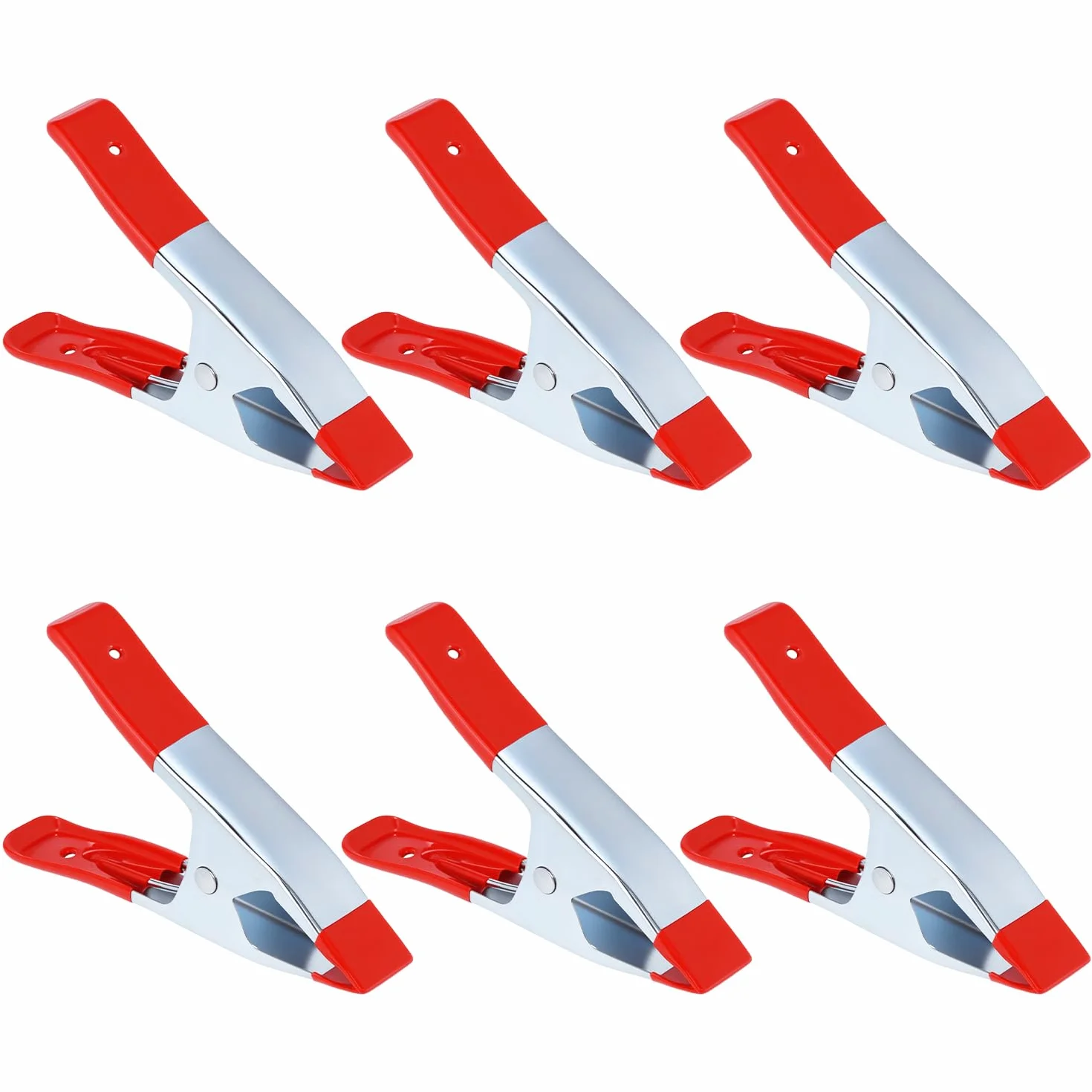 QWORK® Set di 6 Morsetti a Molla in Metallo 140 mm - Apertura 45 mm - Maxi Pinze per Foto & Bricolage