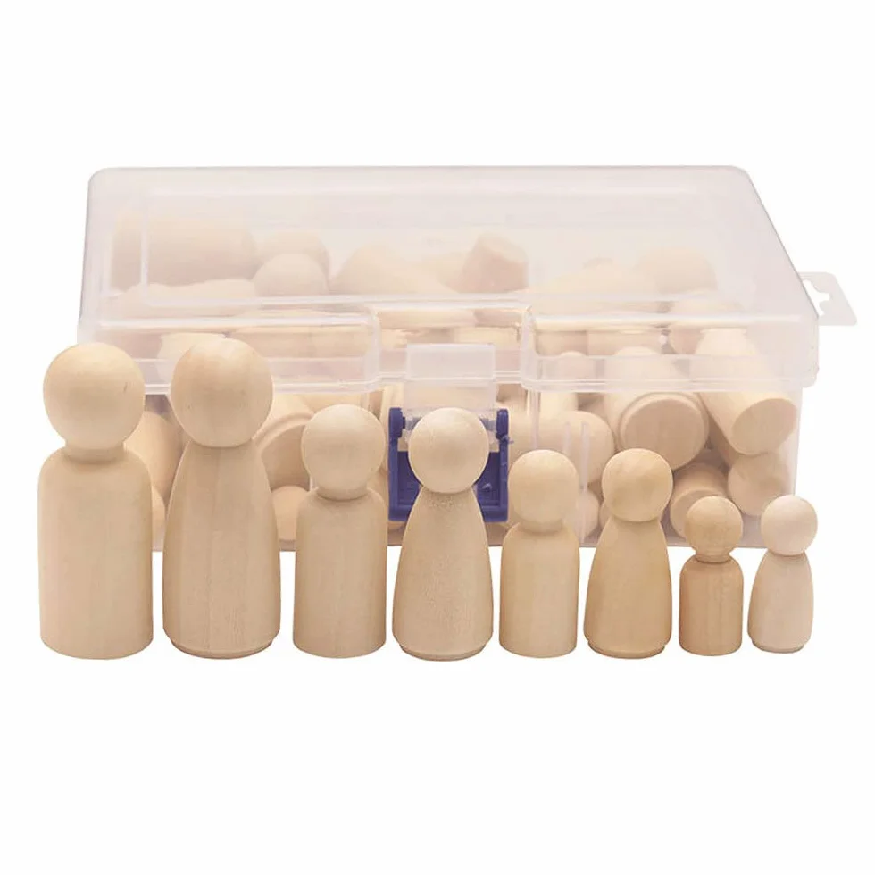 50 figure in legno Bambola di Legno Ragazze Decor Fai da Te Decorazione Bambola Artigianato Bambole di Legno Pittura Bambole di Legno (50 Pezzi)