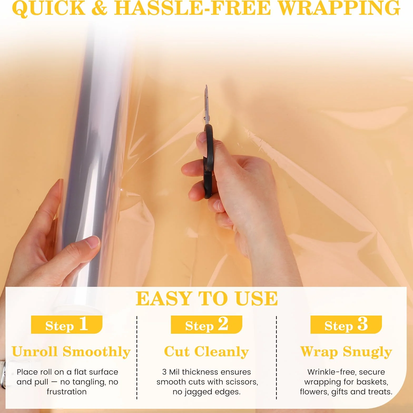 43 CM x 30 M, 3 Mil Cellophane per Imballaggio, Carta Regalo Rotolo, Sacchetti Trasparenti per Confezioni, Ideale per Bouquet di Fiori, Cesti Regalo, Decorazioni per Feste e Progetti DIY (1, 43cm)