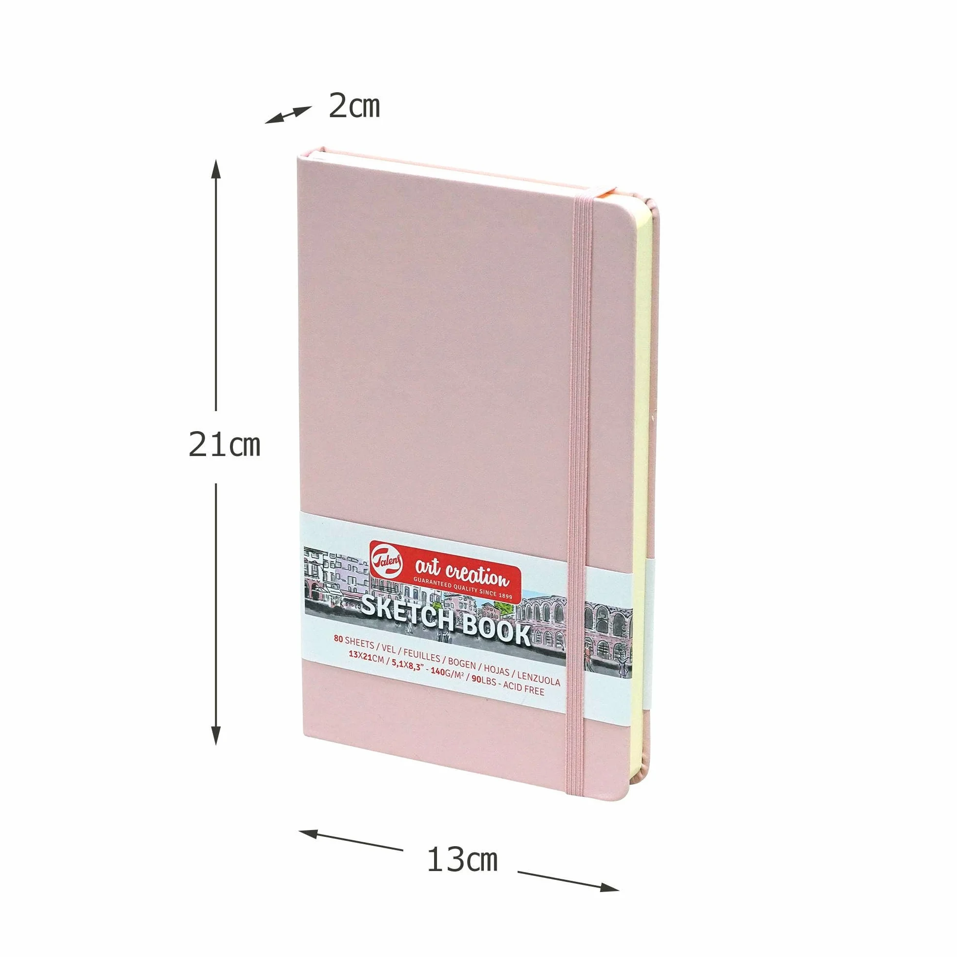 Talens Art Creation Sketchbook - Rosa Pastello 13x21 cm - 140 g - 80 fogli - Carta da disegno senza acidi - Ideale per matita, pastello, acrilici, inchiostro