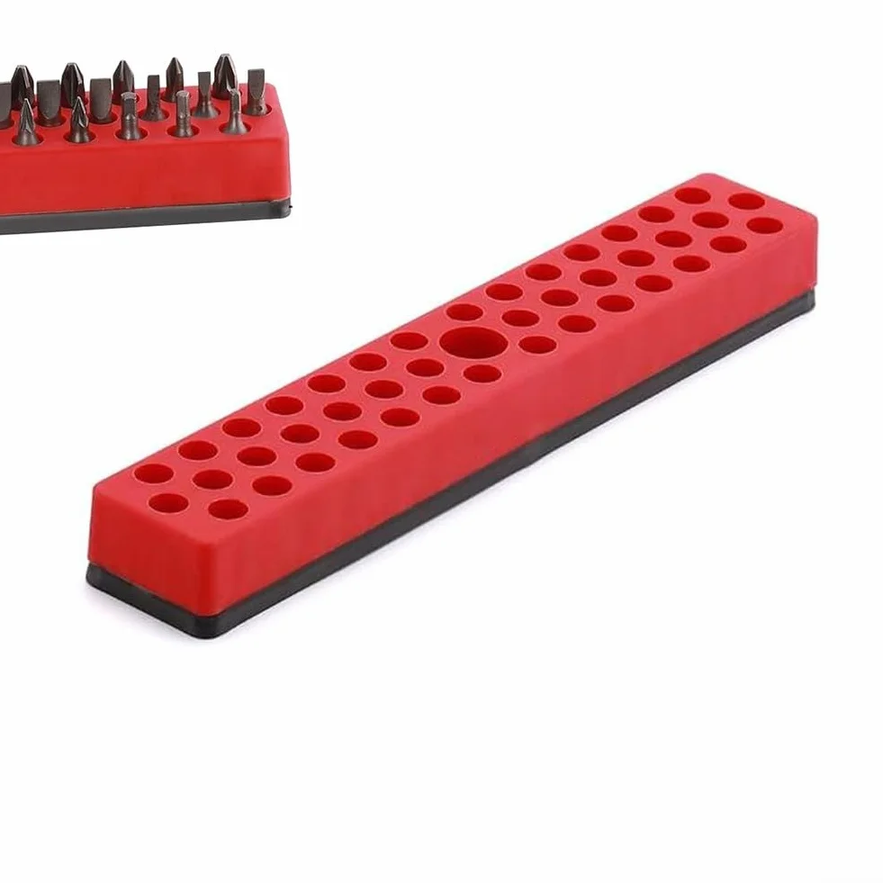 Eawfgtuw Organizer per punte esagonali con base magnetica per punte da cacciavite da 1/4", 43 fori, in polipropilene resistente (verde)