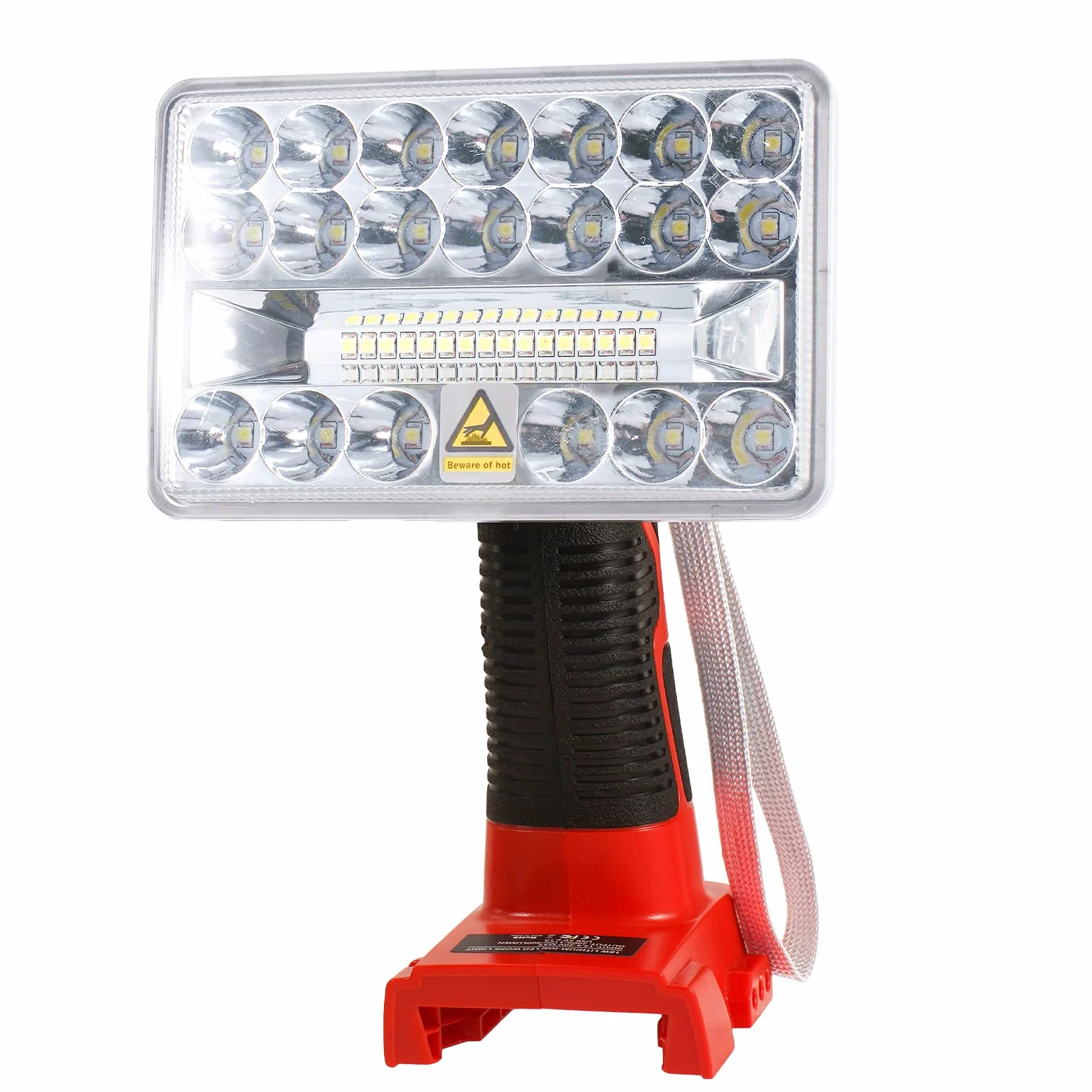 YEX-BUR Lampada da lavoro a LED senza fili con batterie Milwaukee 18 V M18 agli ioni di litio, 18 W, 2000 lm, torcia portatile da cantiere, con connettore USB da 5 V, 2,1 A
