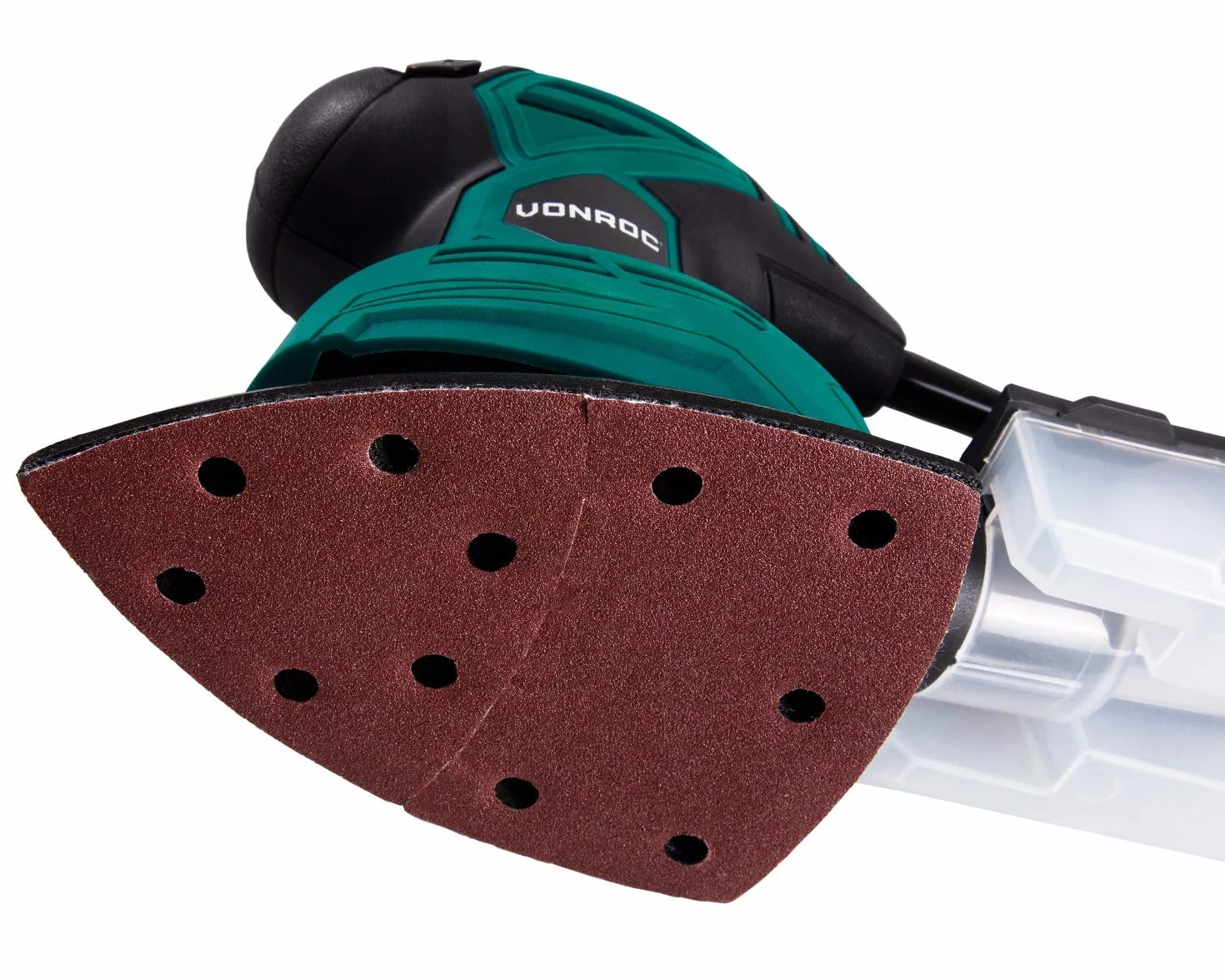 VONROC Levigatrice triangolare multifunzione 130W con contenitore polvere e 6 fogli abrasivi