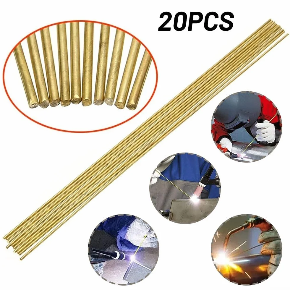 Bacchette di saldatura in ottone per giunzione rame-ferro, diametro 1,6 mm × lunghezza 250 mm, filo di riempimento per brasatura a bassa temperatura (20 pezzi), per saldatura ad arco di