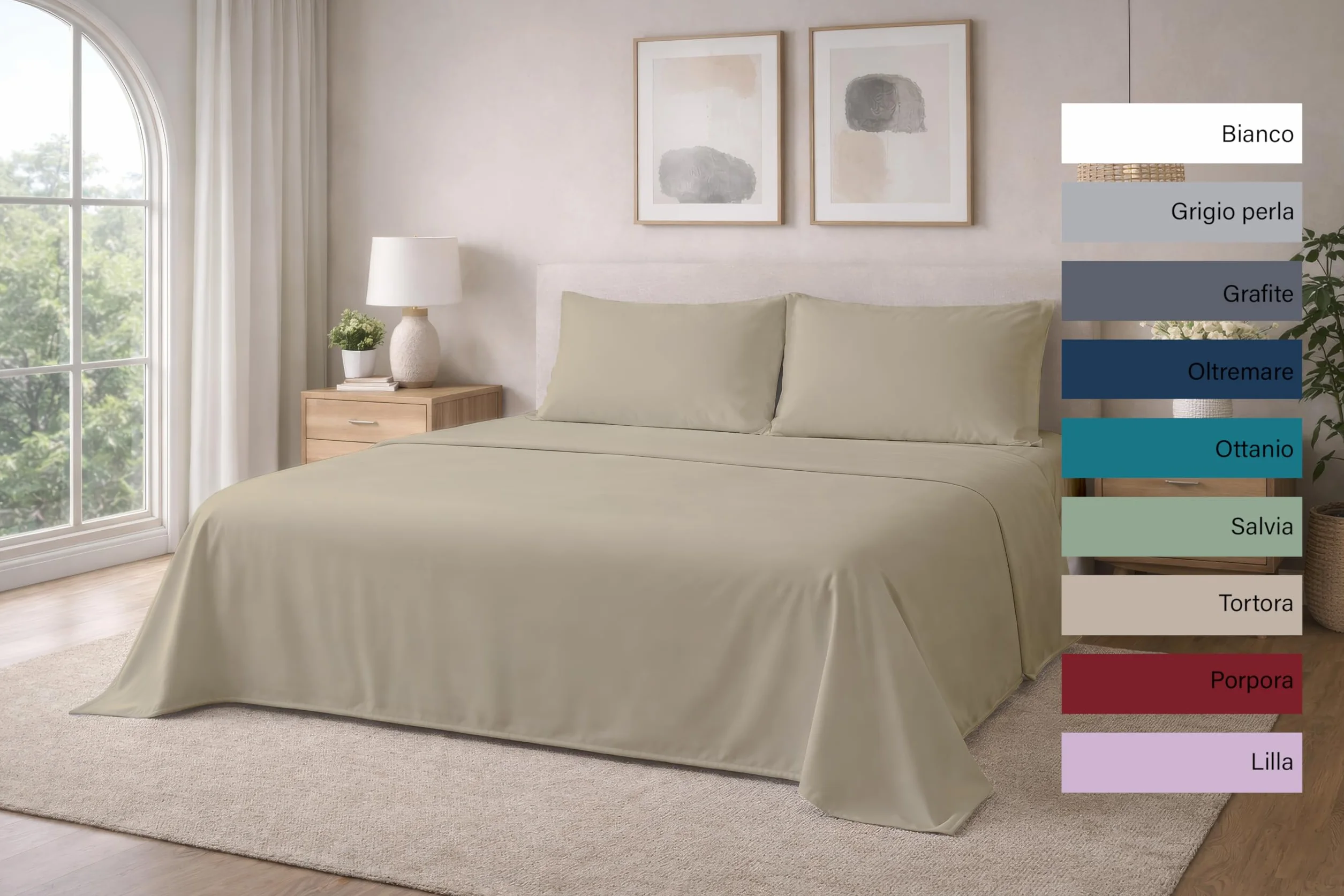 Set Lenzuola Matrimoniali 4 Pezzi Morbida Microfibra, Lenzuolo con Angoli 30 cm, Lenzuolo Piano, 2 Federe 50x80, Certificato Oekotex
