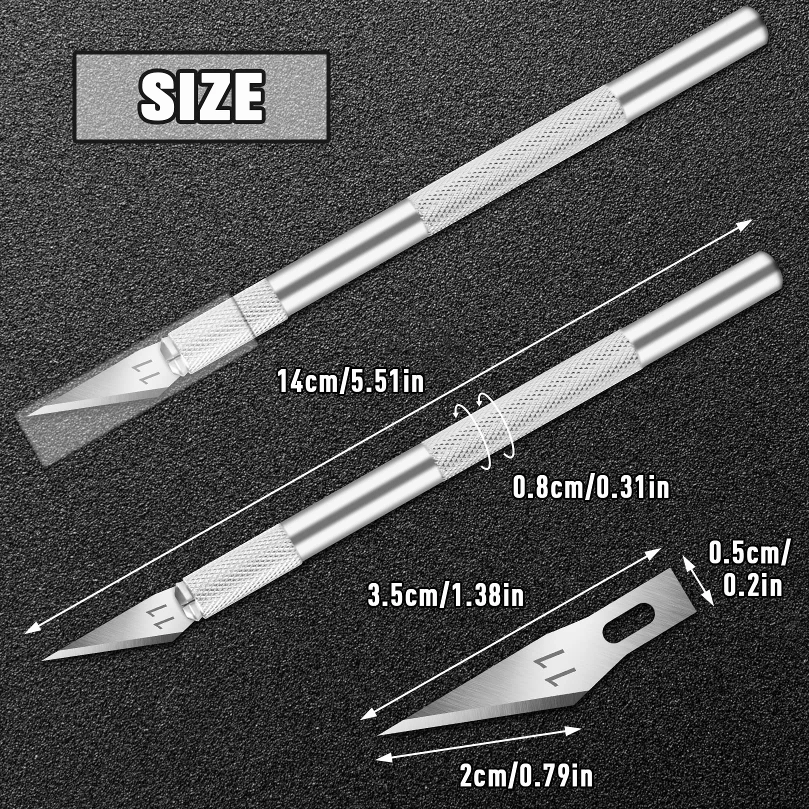 1 Pz Coltello Artigianale Coltello Hobby Coltello Exacto con 11 Pz Kit Lame in Acciaio Inossidabile, 1 Pz Acciaio 15 CM Righello per Arte, Scrapbooking, Stencil