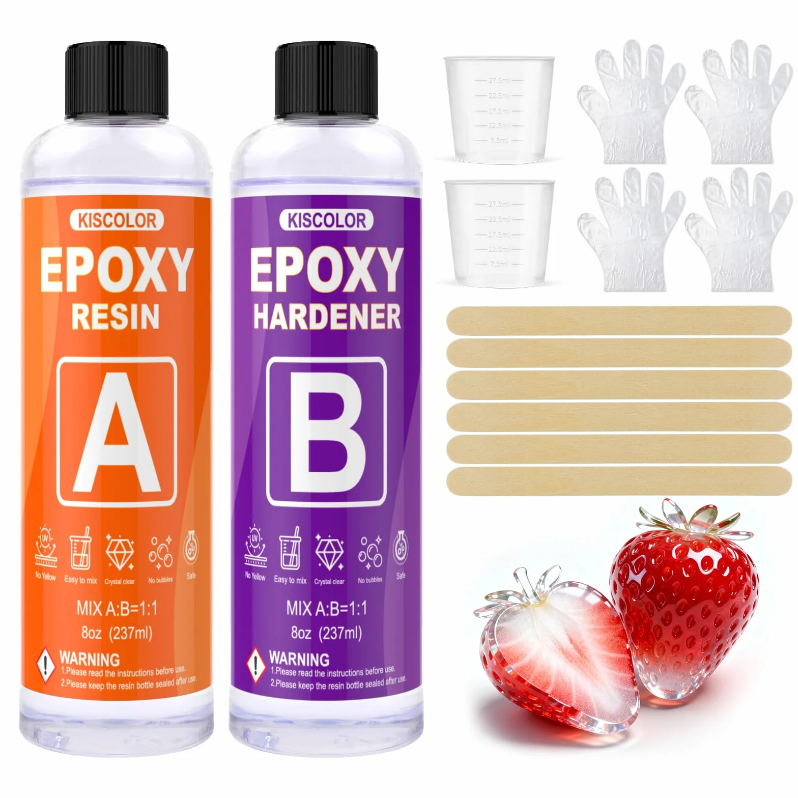 Resina epossidica con indurente, set di resina epossidica lucida da 474 ml/16 OZ, resina epossidica senza bolle per rivestimento e colata per arte fai da te, gioielli, sottobicchieri, legno, creazioni