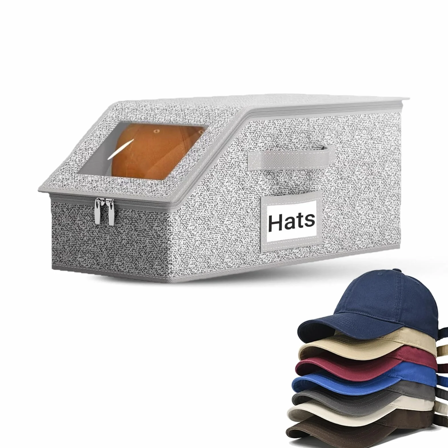 Scatole impilabili per cappelli da baseball, possono contenere fino a 24 berretti, con coperchi e maniglie per il trasporto, antipolvere, trasparenti, robuste organizer per armadio (1 pezzo)