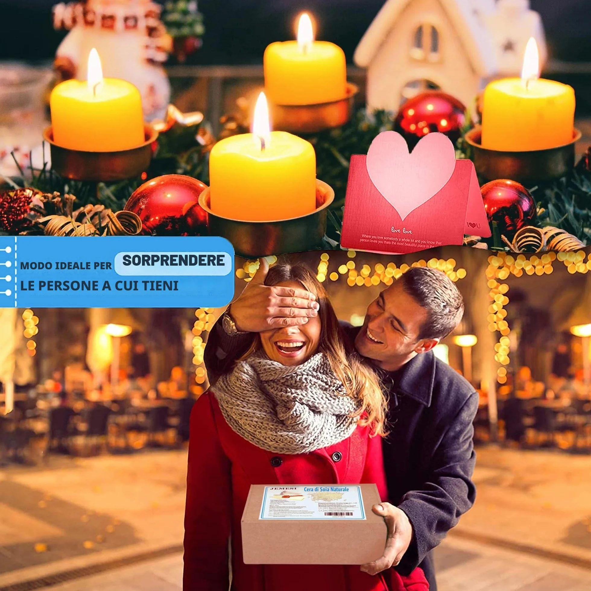 JEMESI Kit per Fabbricazione Candele, Kit per Produzione di Candele per Principianti, con Cera di Soia Pura, Stoppini, Adesivi, Porta DIY Set Regalo