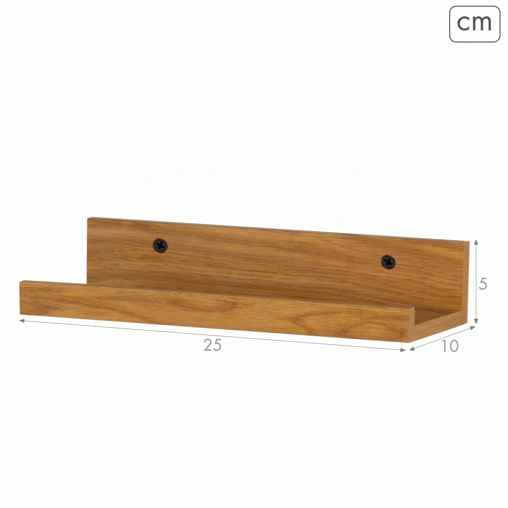 AKTIVE Max Home Set di 2 mensole da parete, 25 cm, peso massimo supportato 4 kg, effetto rovere, sospese, per quadri, decorazione, soggiorno, sala da pranzo, cucina, bagno (18486)