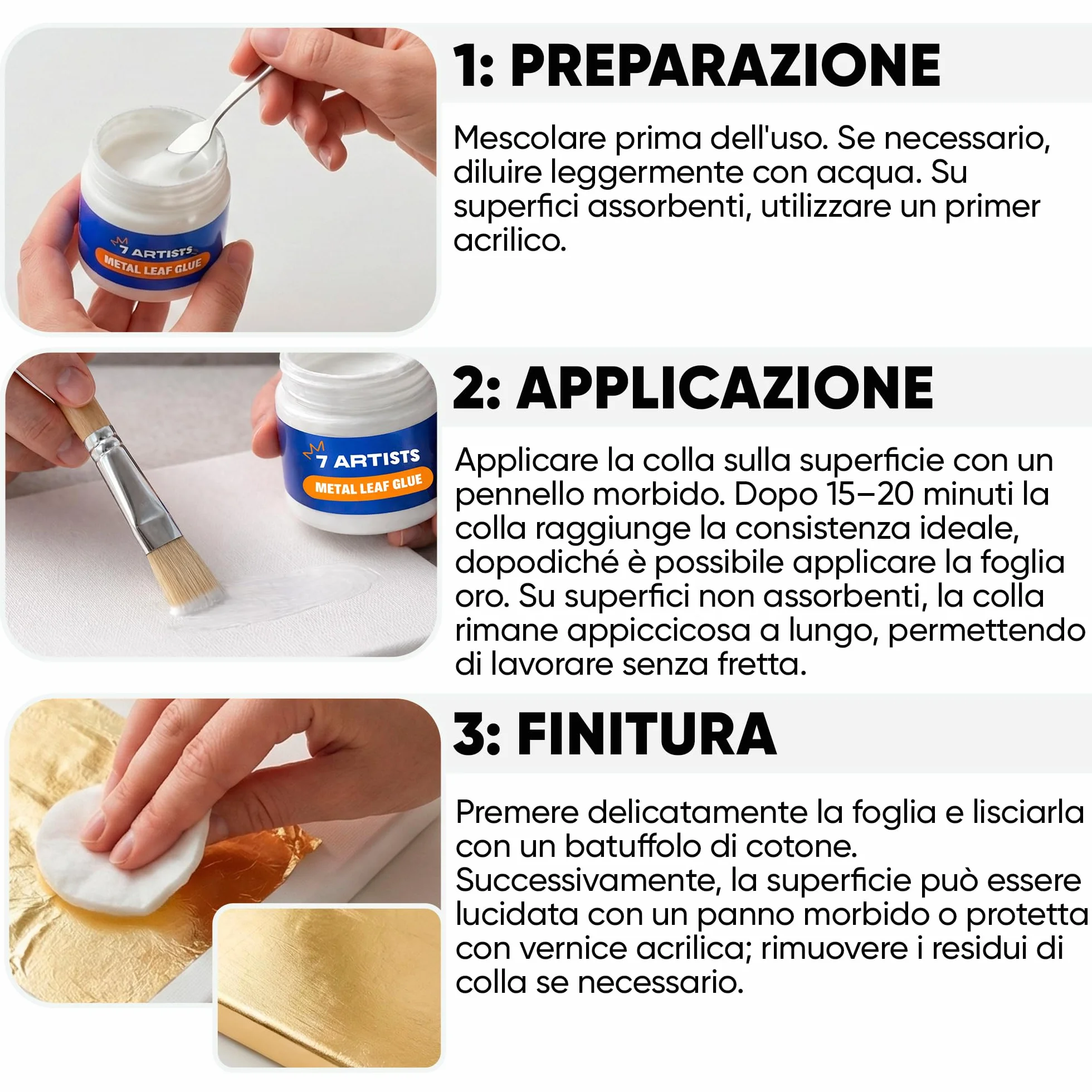 Missione per Foglia Oro 50 ml – Colla per Foglia Oro a Base Acqua per Metallo in Foglio e Scaglie Metalliche | Missione per Doratura Decorazioni e Progetti DIY | Trasparente Dopo l'Asciugatura