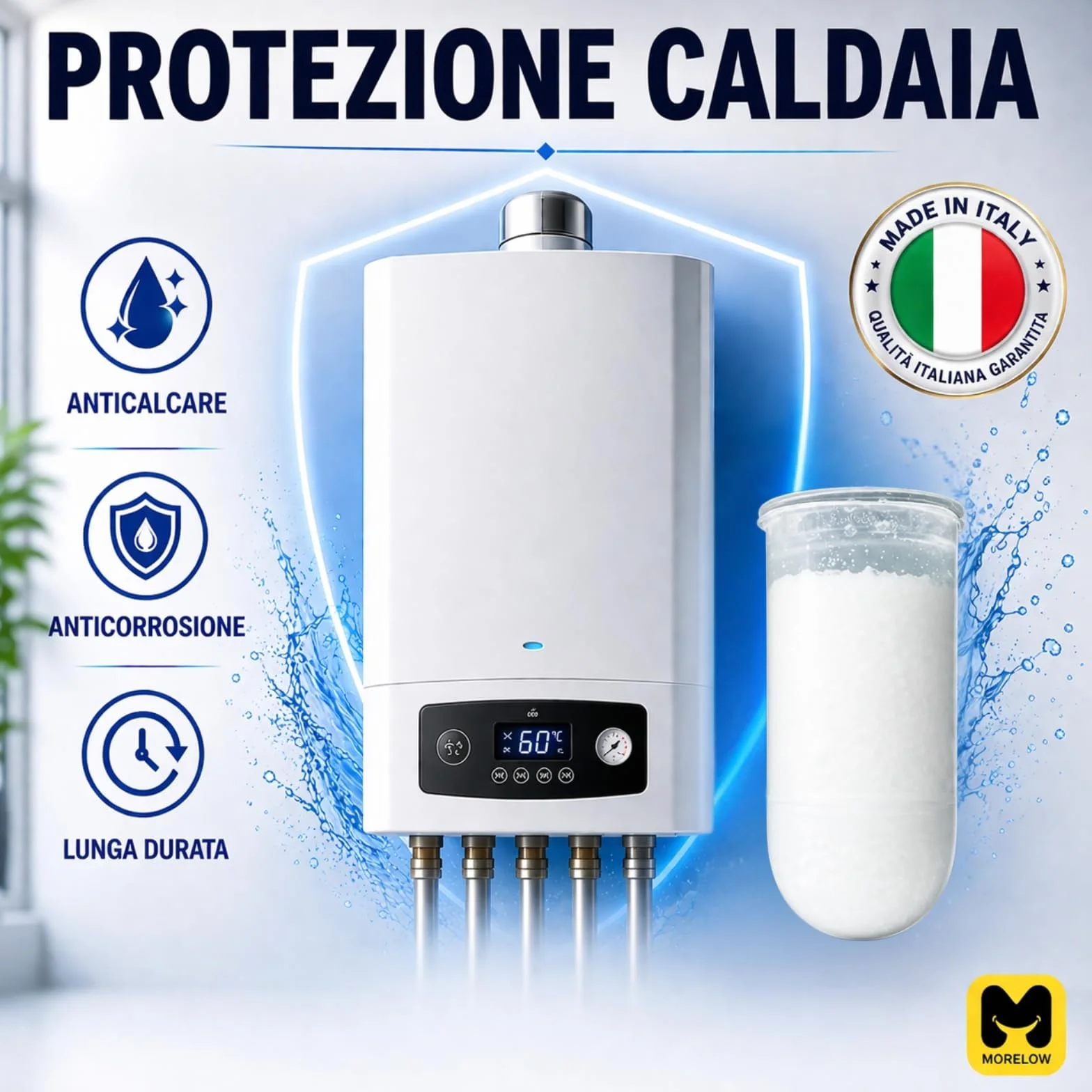 Polifosfati Caldaia Made in Italy 6 Cartucce Ricarica Universali Filtri Anticalcare Anticorrosione