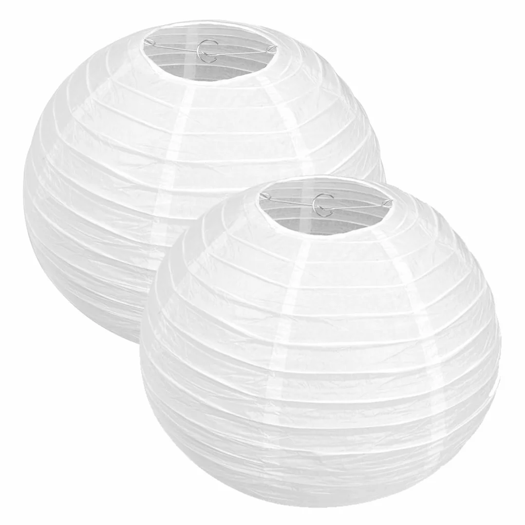 2 pezzi Lanterne Cinesi, 20cm Lanterna di carta Rotonde, Con cavo decorativo di 60 m, White Lanterne di carta da Appendere Decorazione per Decorazioni Domestiche, Feste e Matrimoni