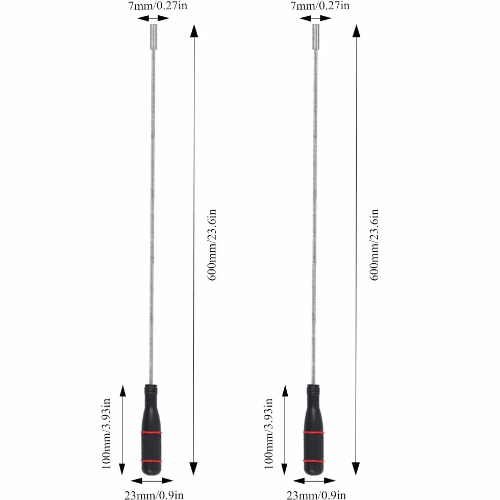 2 Pezzi Calamita Flessibile,Sollevatore Magnetico Flessibile Calamita Meccanico Strumento Magnetico Flessibile per Raccolta di Piccole Parti Dadi Bulloni Viti Chiave Ricambi Auto (600mm)