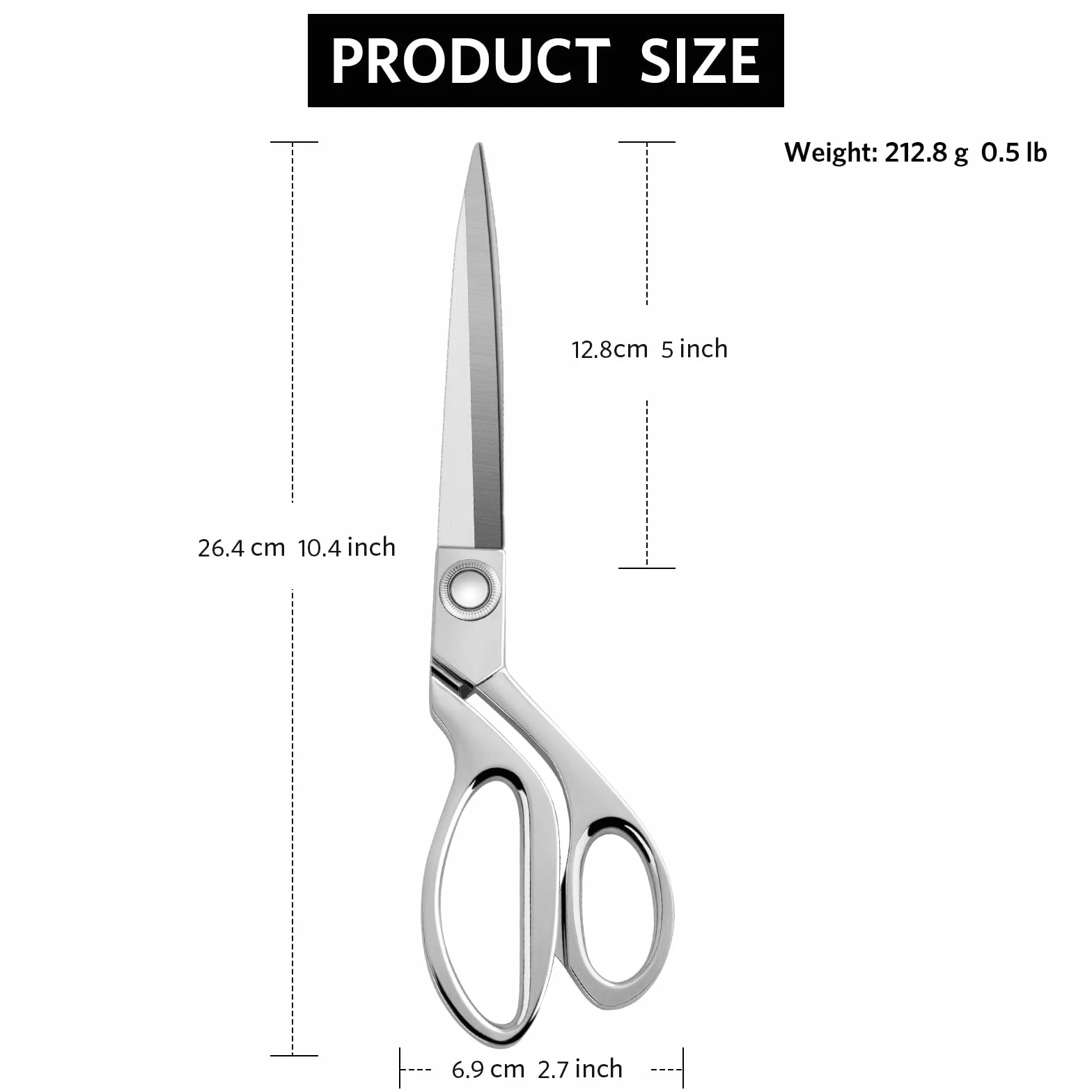 Forbici da cucito in acciaio inox 26 cm professionali per tessuto pelle sartoria