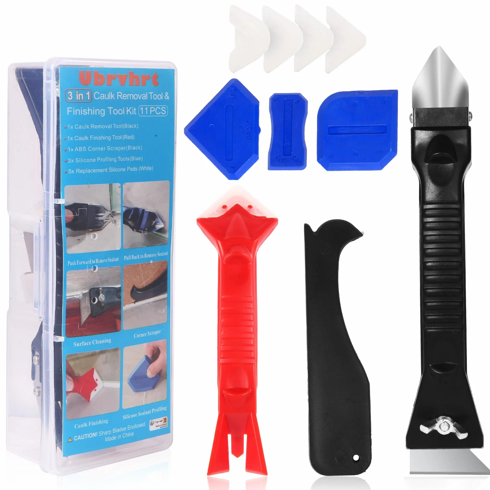 Strumento per Calafataggio Kit di Strumenti Raschietto e Spatola per Giunti Raschietto in Silicone Prodotto per Rimuovere lo Stucco Strumento per la Rimozione e l'applicazione Del Caucciù