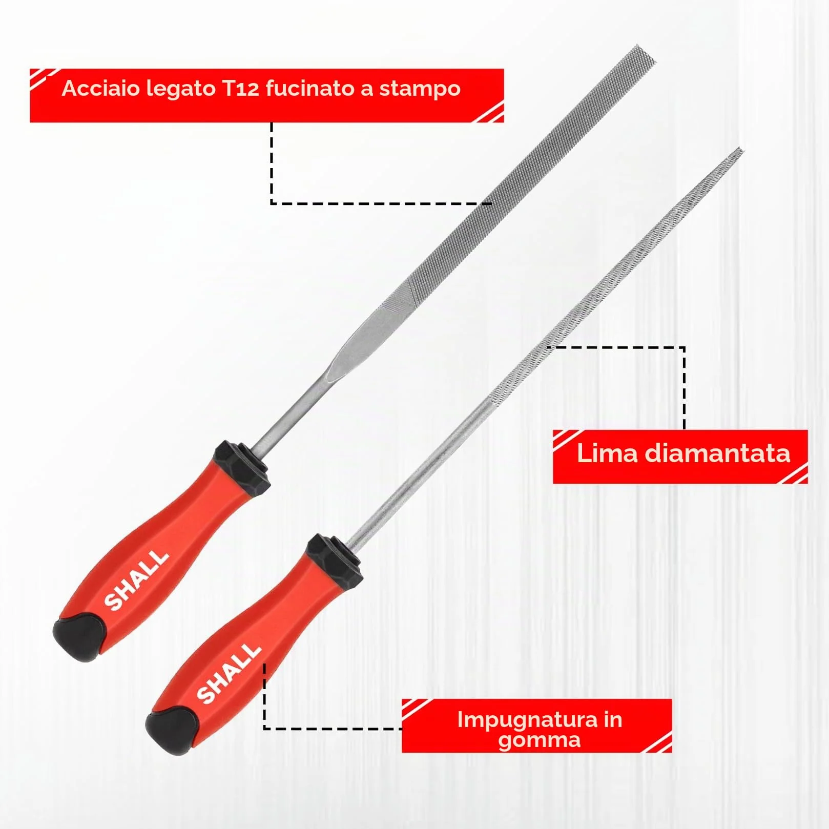 SHALL Set di 17 Lime in metallo, per metallo, legno e plastica, 4 lime a mano e 12 lime ad ago, spazzola metallica, Raspe di alta qualità con scatola portaoggetti
