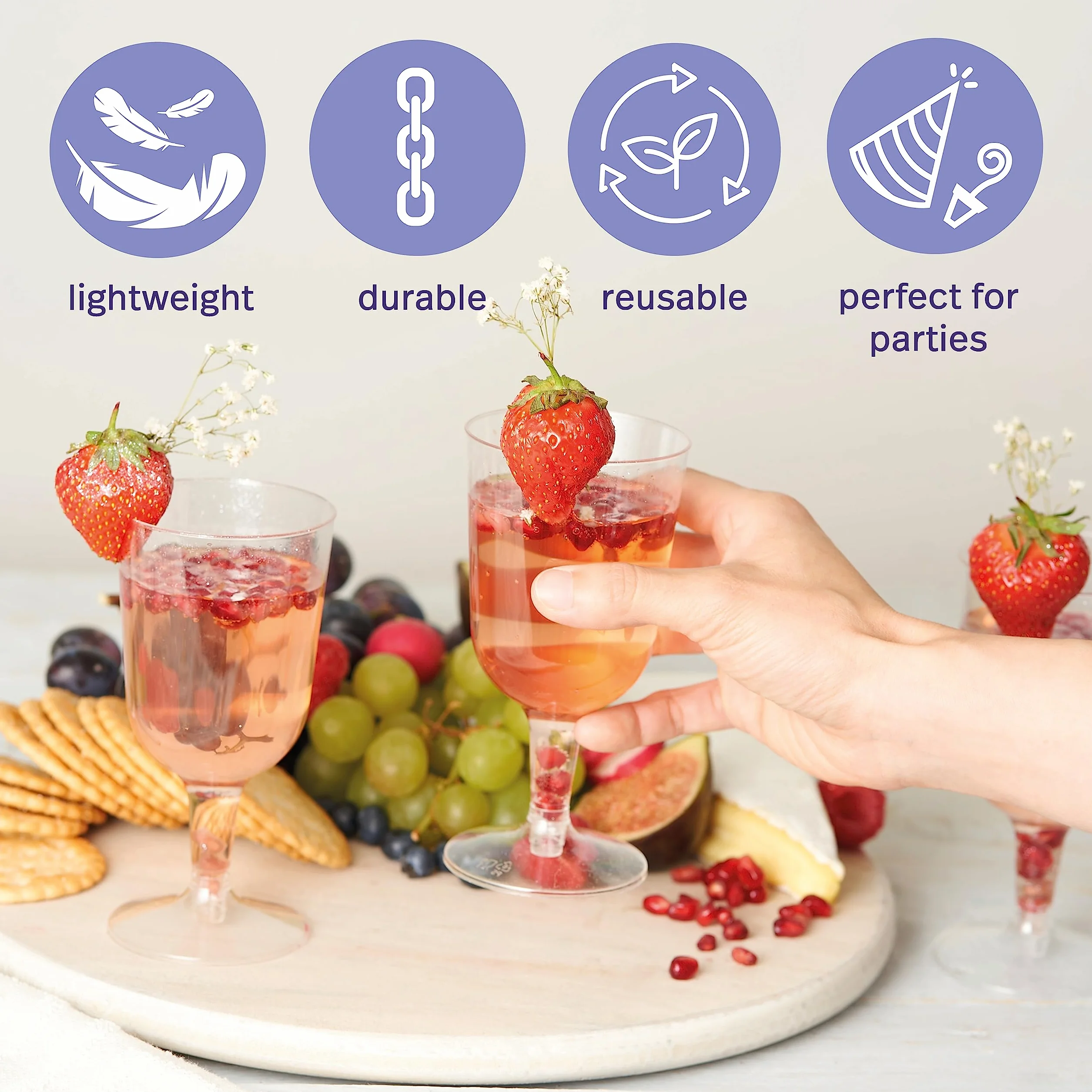 Matana Bicchieri da Vino in Plastica 48 Calici 180ml Riutilizzabili Lavabili