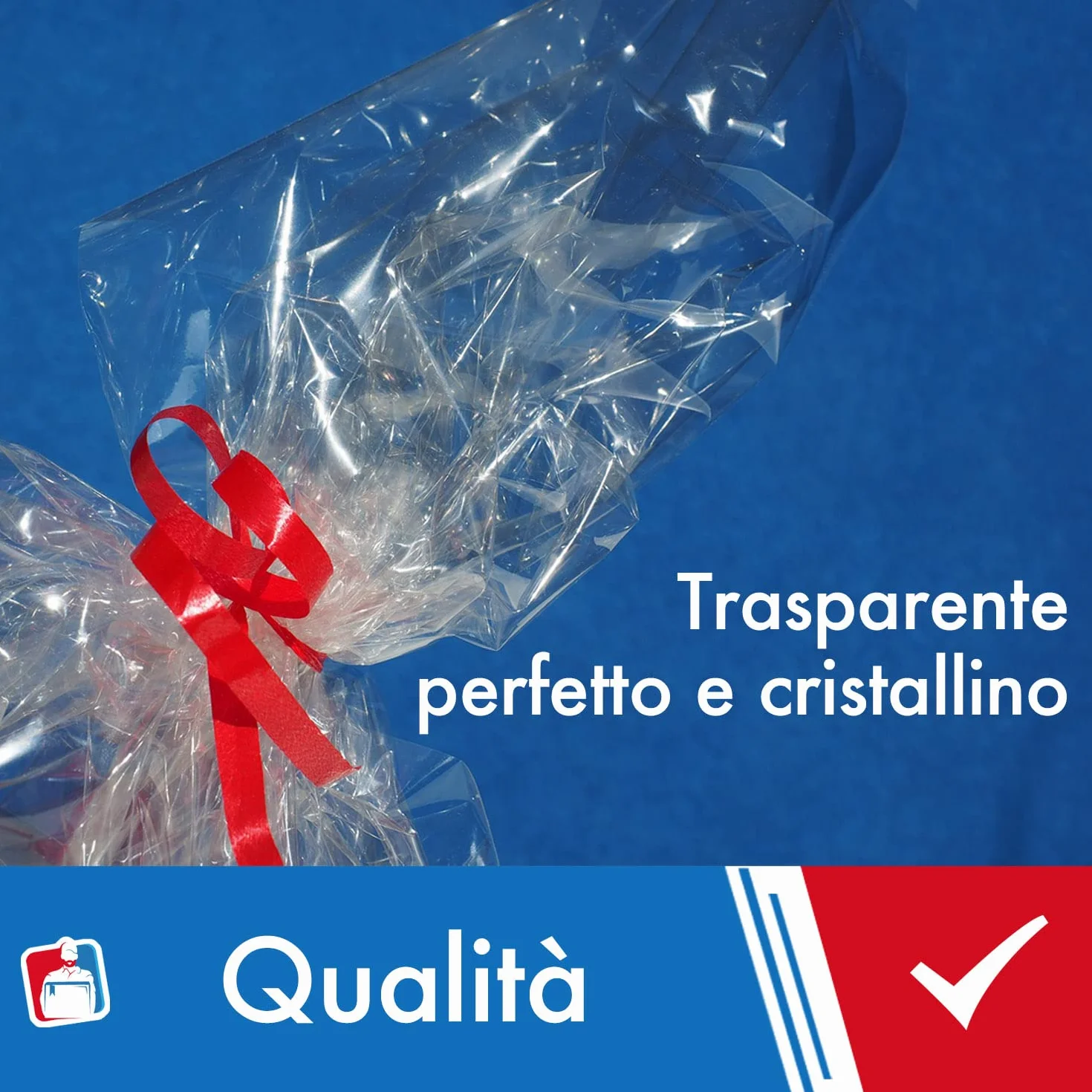 IMBALLAGGI 2000, Cellophane 25 Fogli 130x100H cm Ideale per Confezionare Sacchetti Regalo e Buste Multiuso, Carta Trasparente per Confezioni Valida come Sacchetti Trasparenti per Confezioni e Alimenti