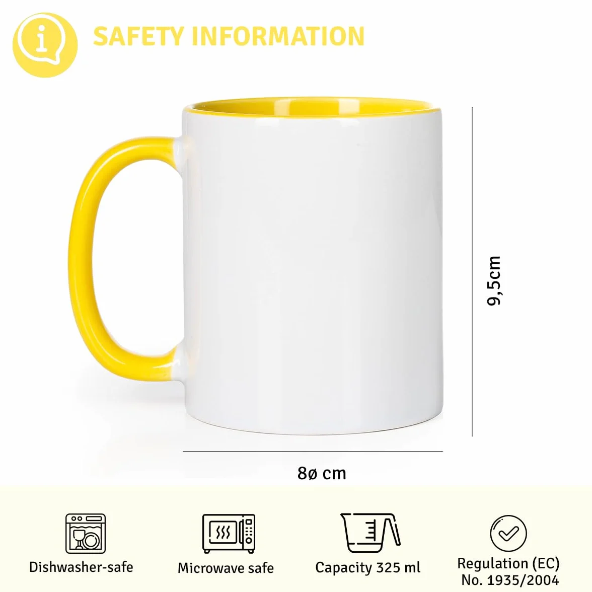 Tazza Personalizzata Ceramica 325 ml Giallo Regalo Originale