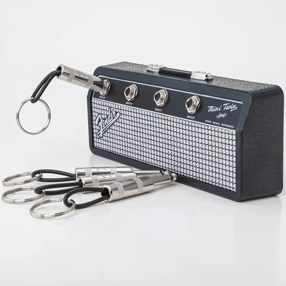 Portachiavi da Parete Retrò con 4 Spine per Chitarra, Nero