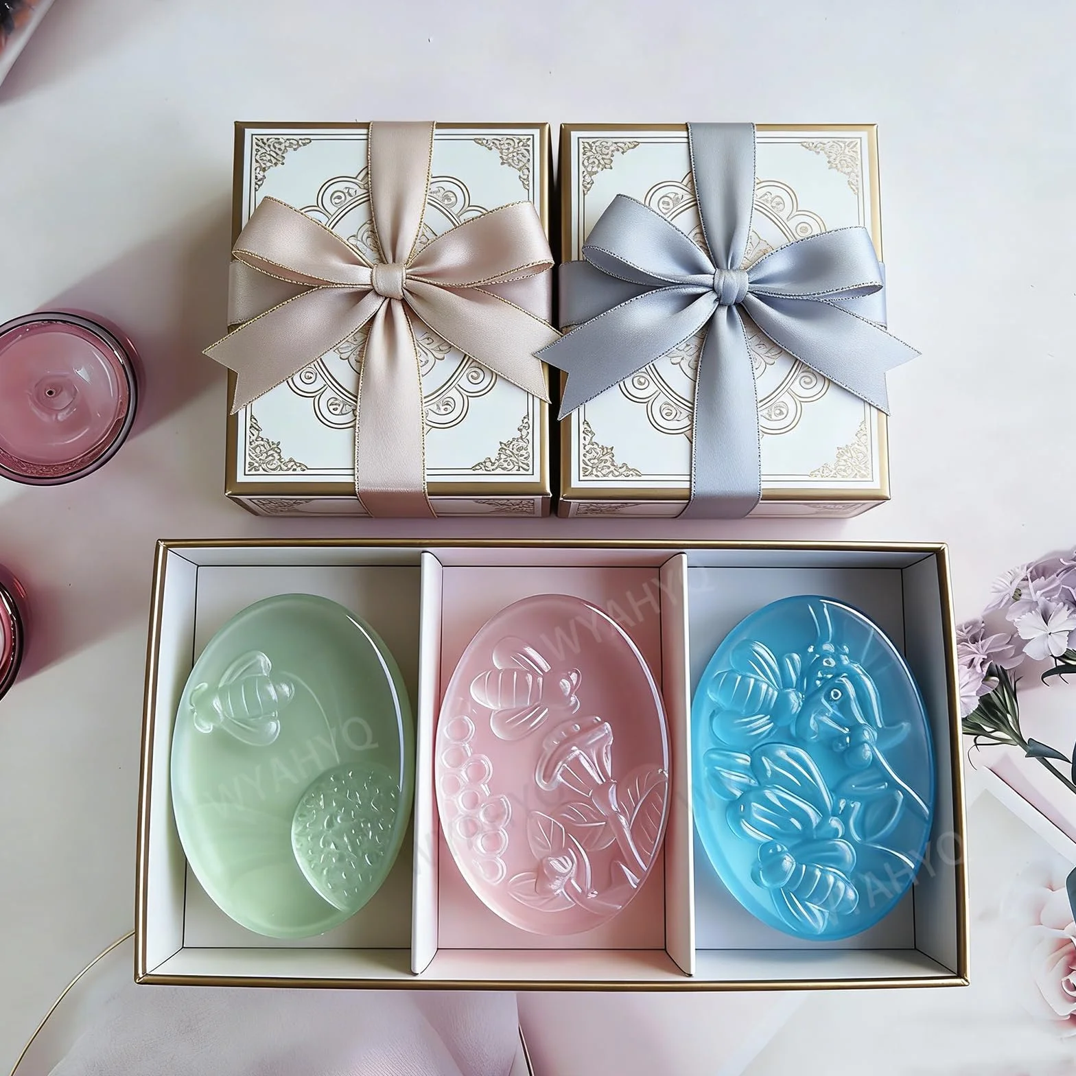 2Pezzi Stampo in silicone per sapone Stampi per sapone a forma di nido d'ape Losanga ovale da 6 pezzi